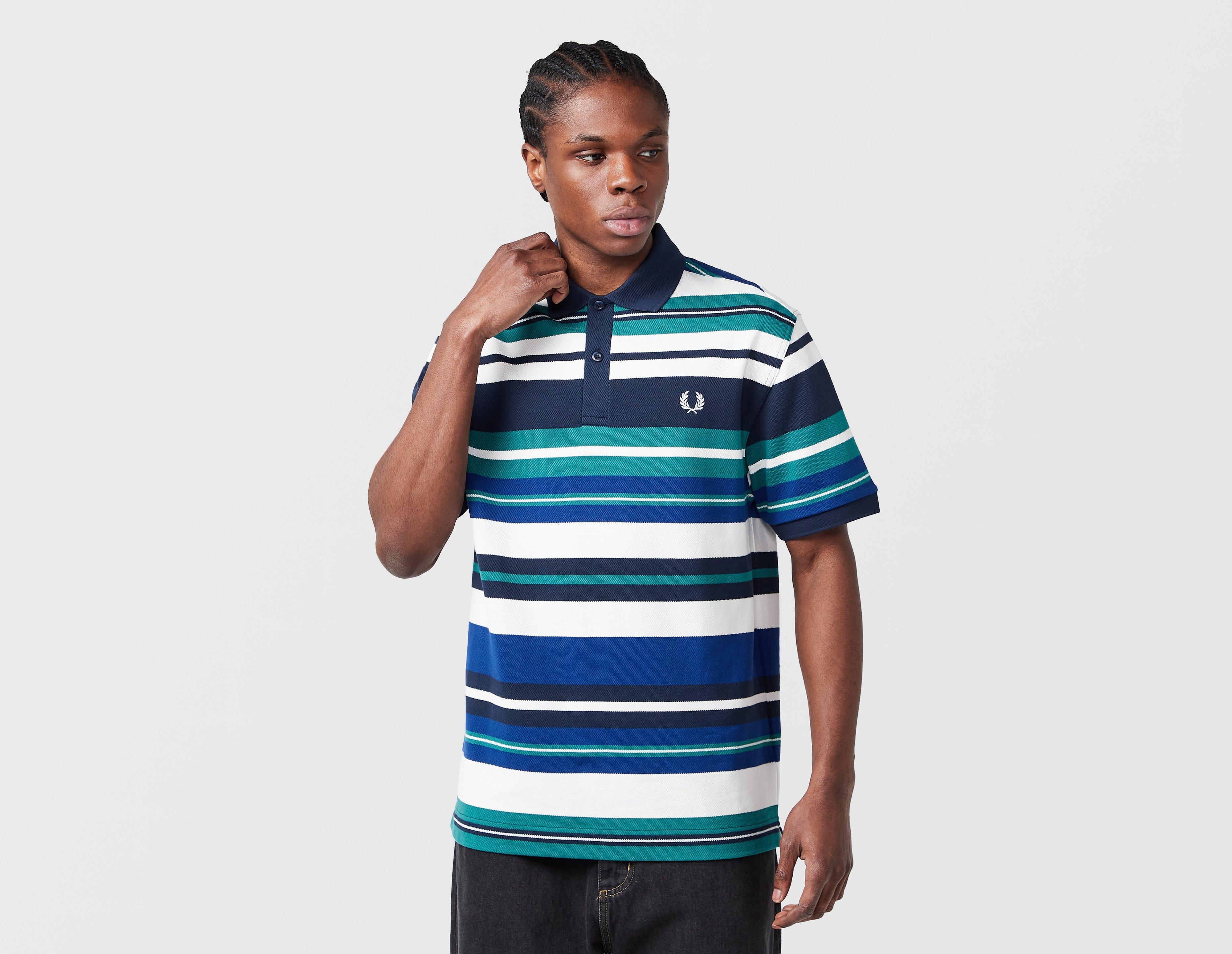 Fred Perry Striped Relaxed Polo Shirt Blue in  Men's Size Medium
