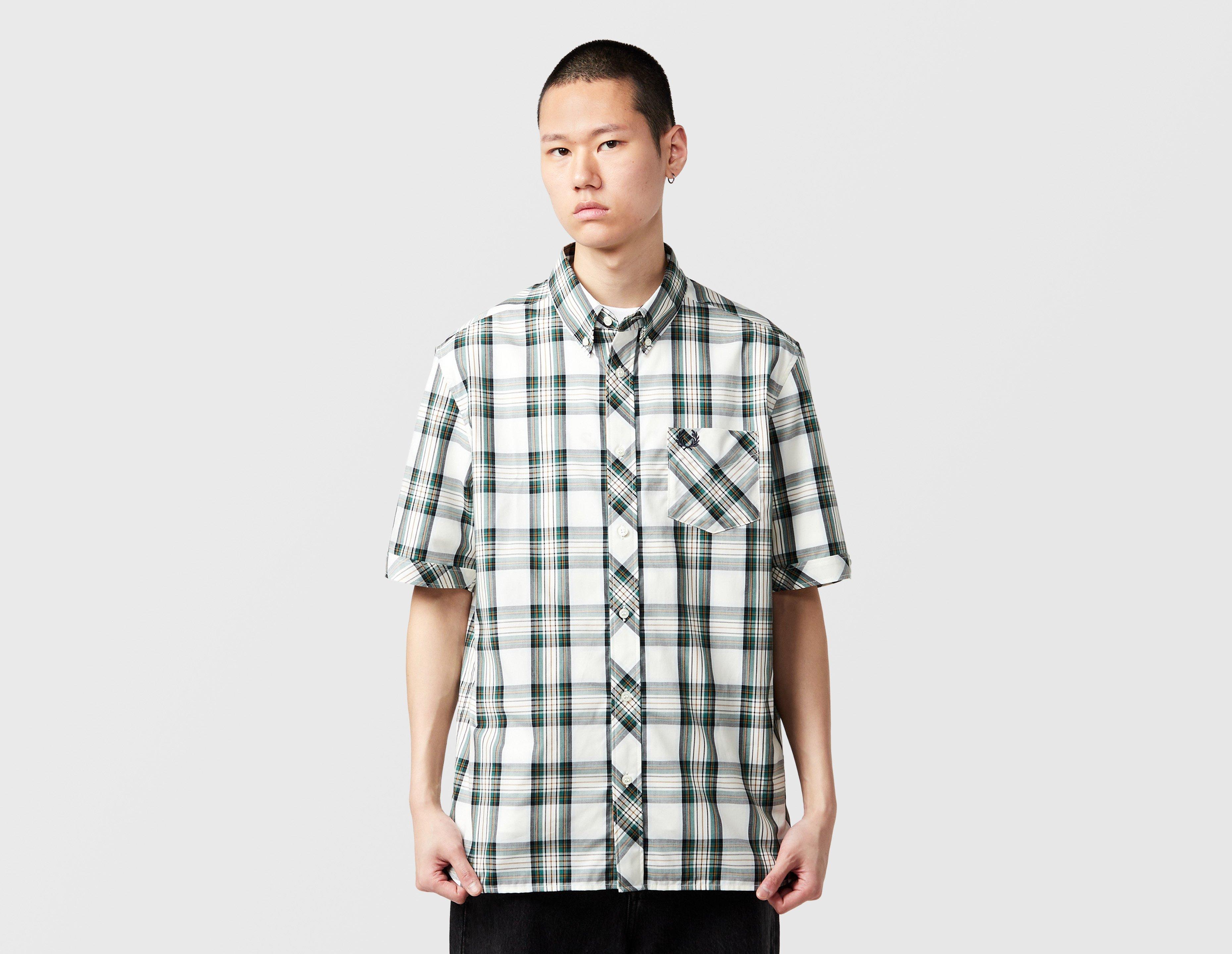 Fred Perry Tartan Short Sleeve Shirt Green in  Men's Size Small
