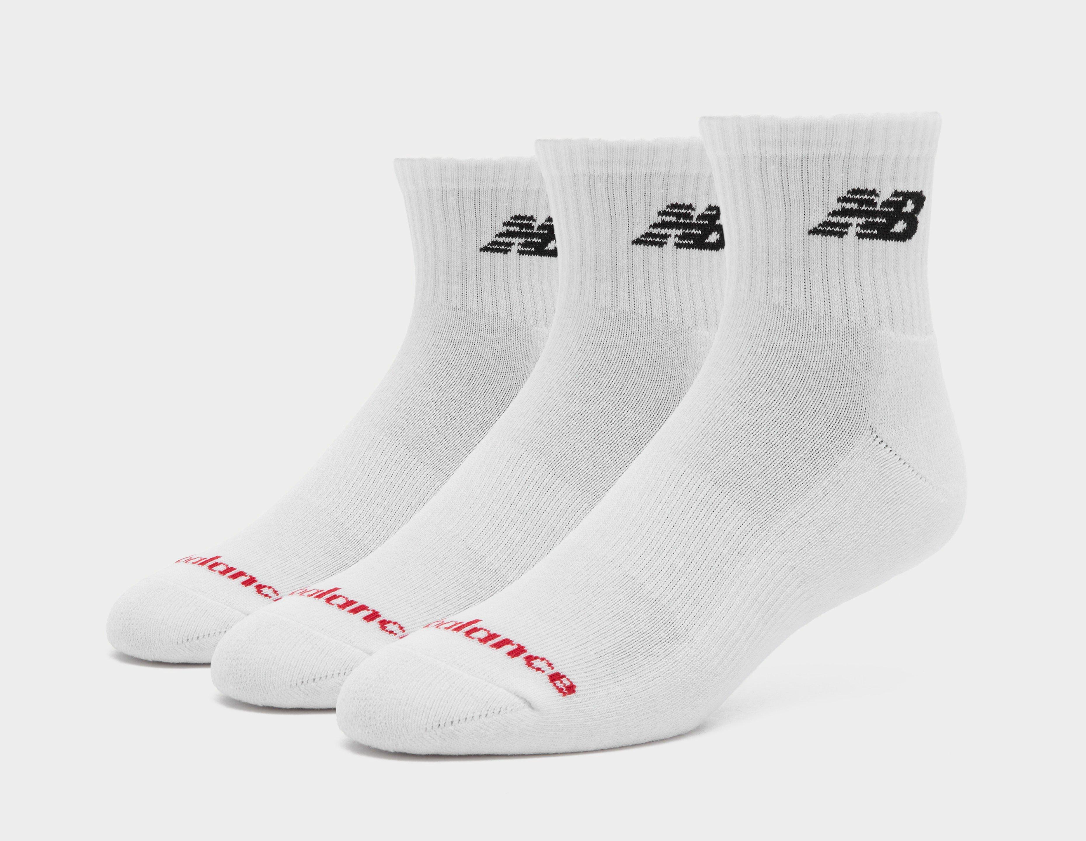 New Balance 3-Pack Everyday Quarter Socks White in   Size 4-6.5UK