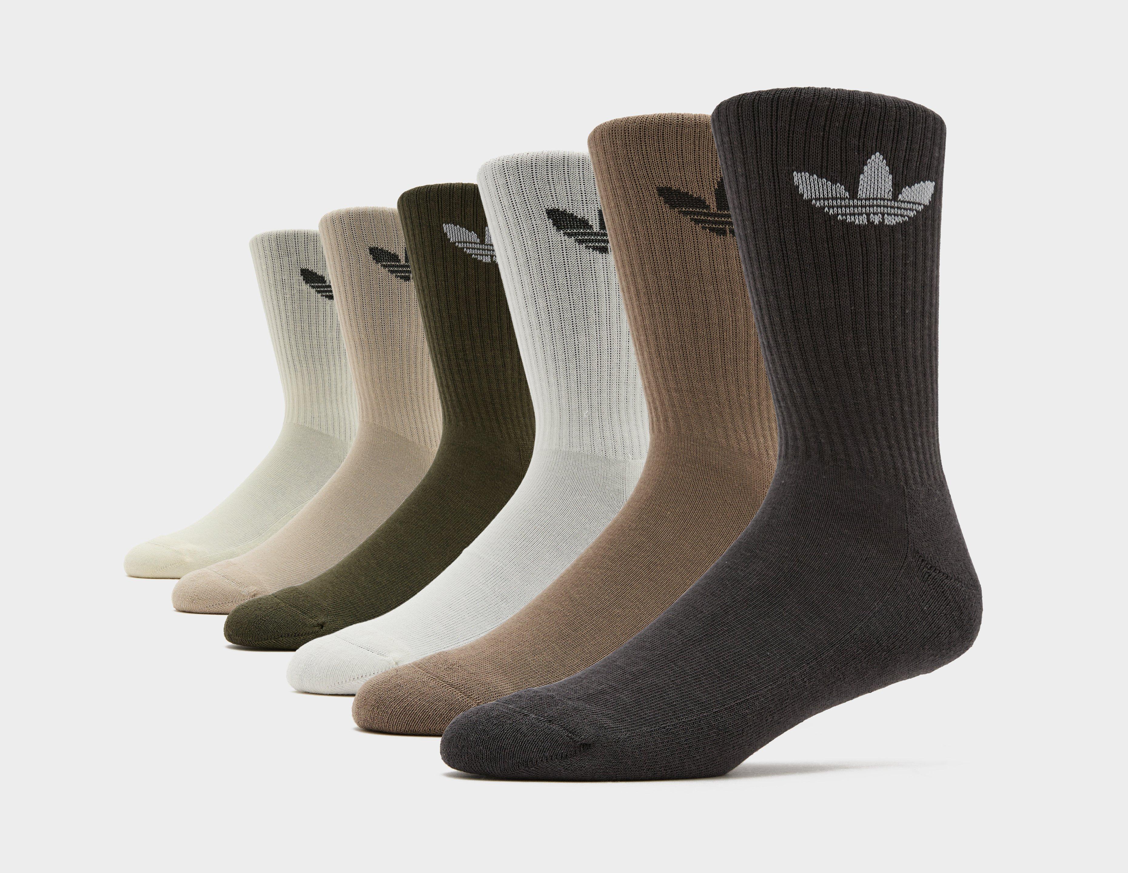 Adidas Originals 6-Pack Trefoil Cushion Crew Socks Brown in   Size 8.5-10UK