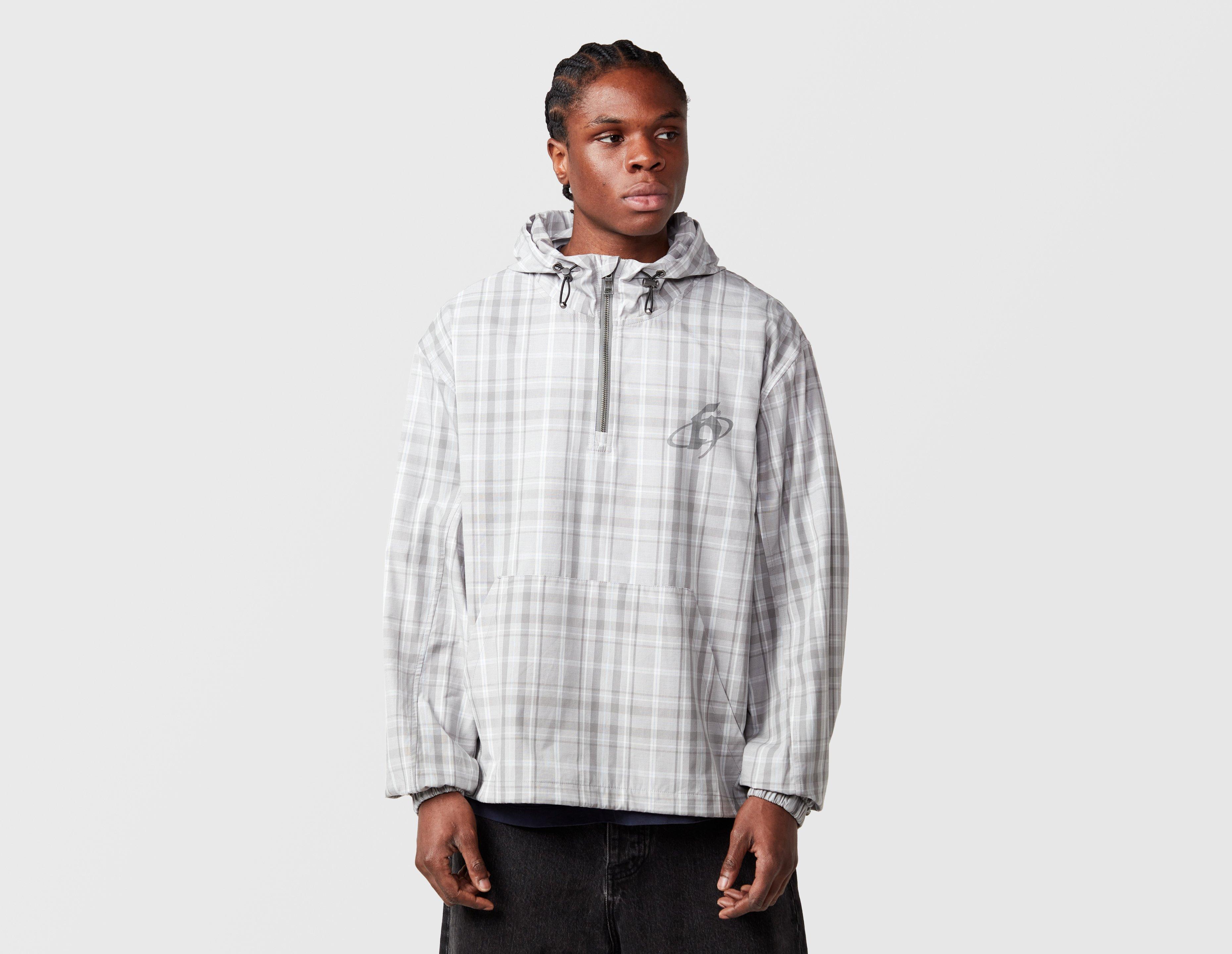 Home Grown Dover 1/4 Zip Check Jacket Grey in  Men's Size Large