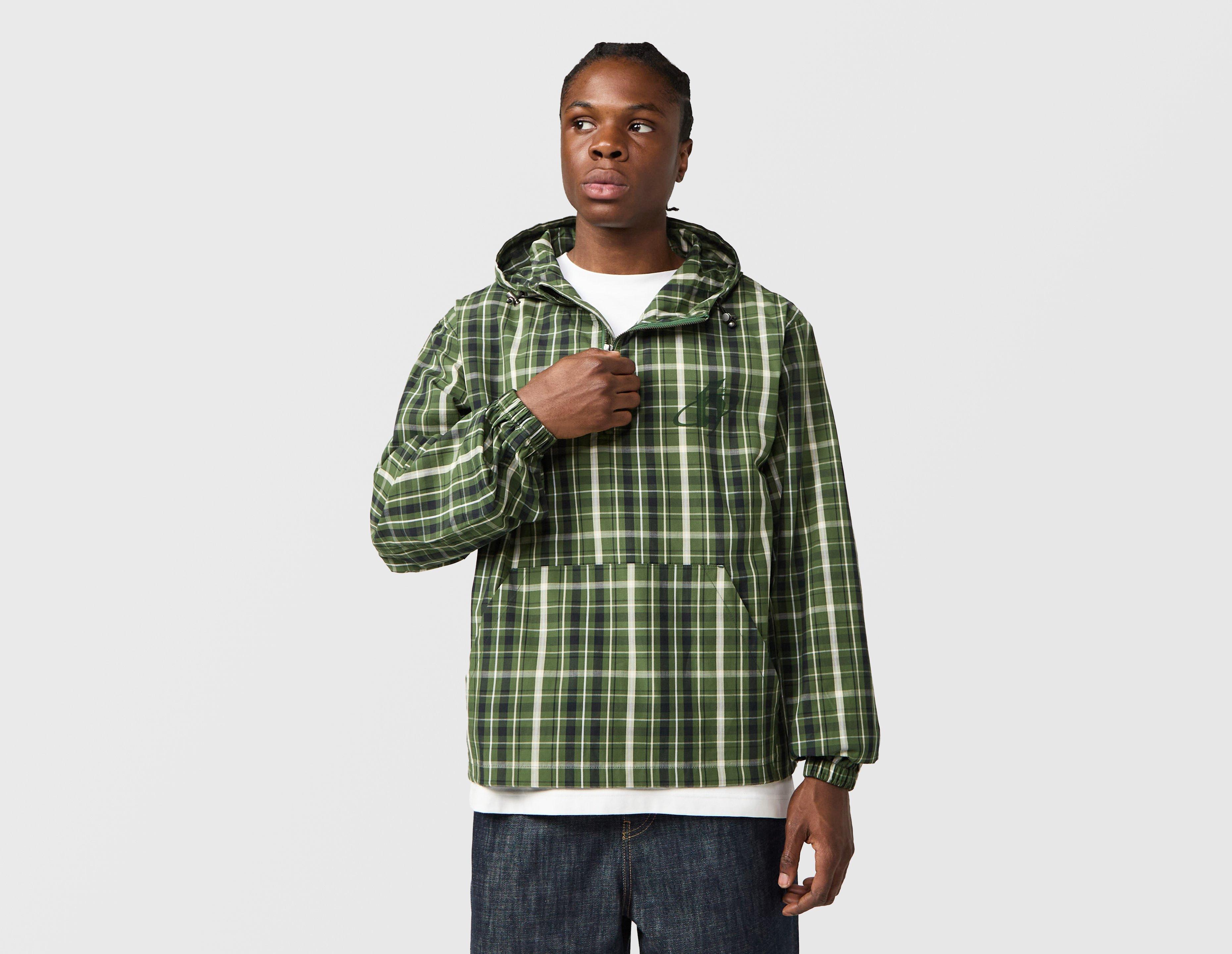 Home Grown Dover 1/4 Zip Check Jacket Green in  Men's Size Large