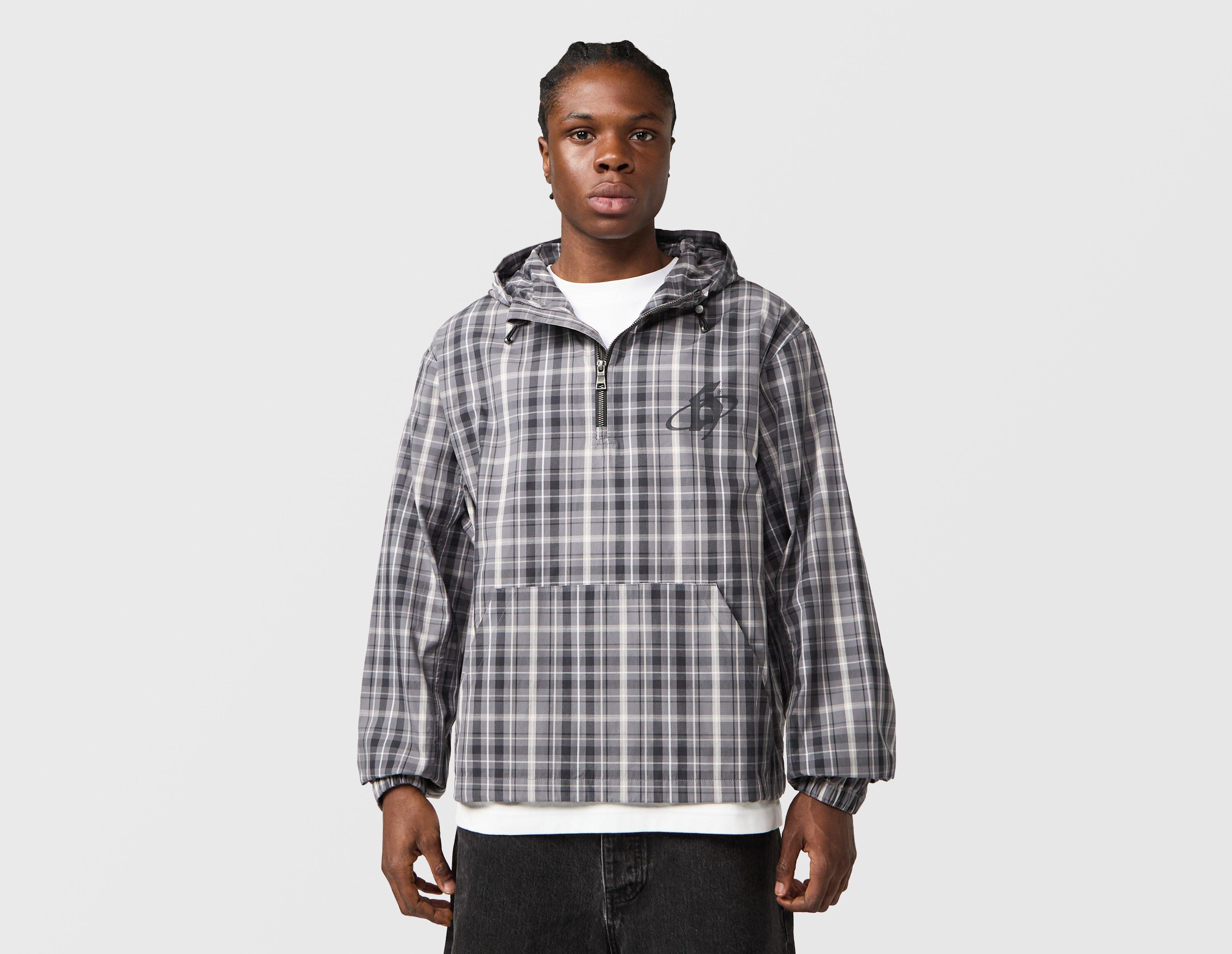Home Grown Dover 1/4 Zip Check Jacket Grey in  Men's Size Large