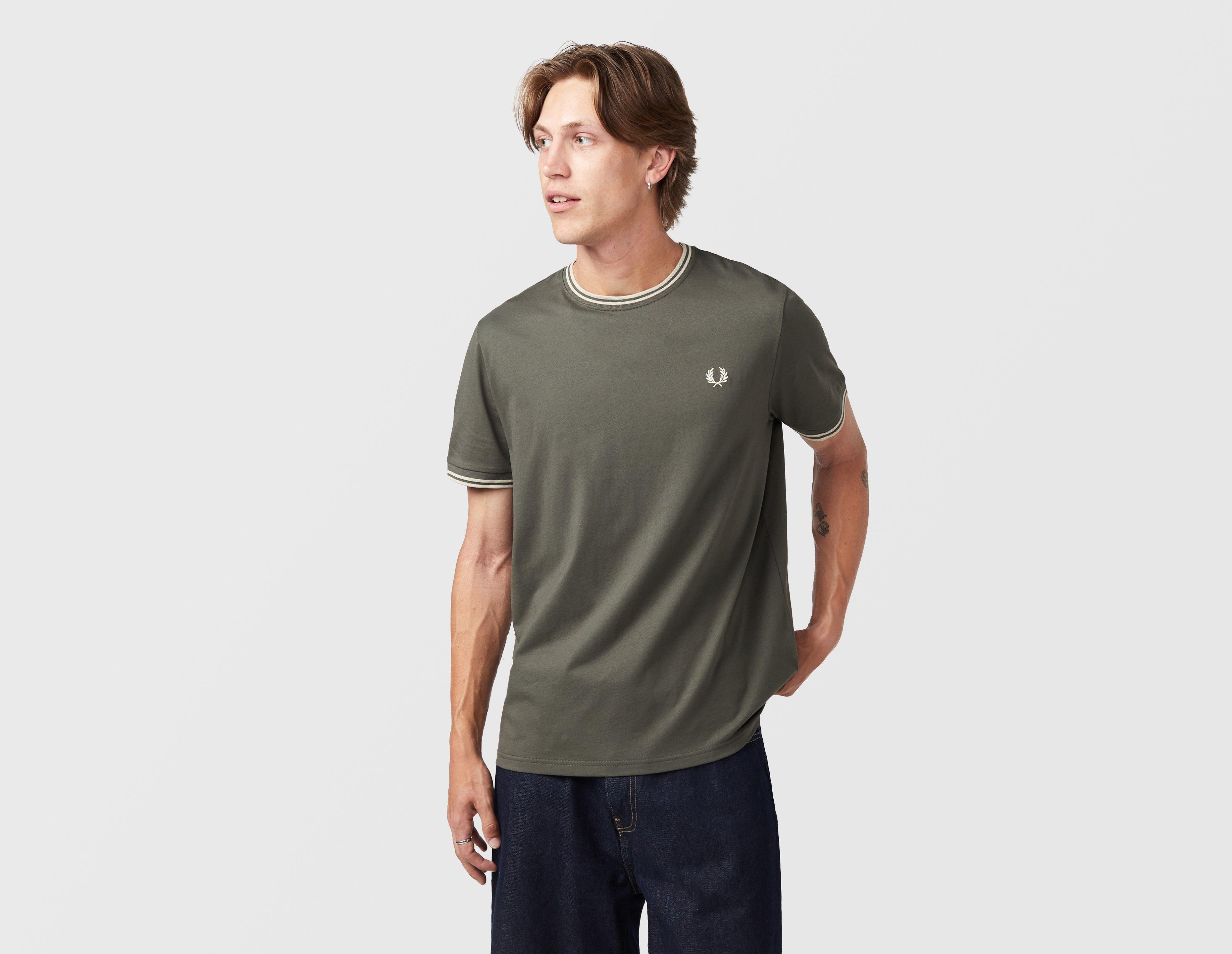 Fred Perry Twin Tipped Ringer T-Shirt Grey in  Men's Size XL
