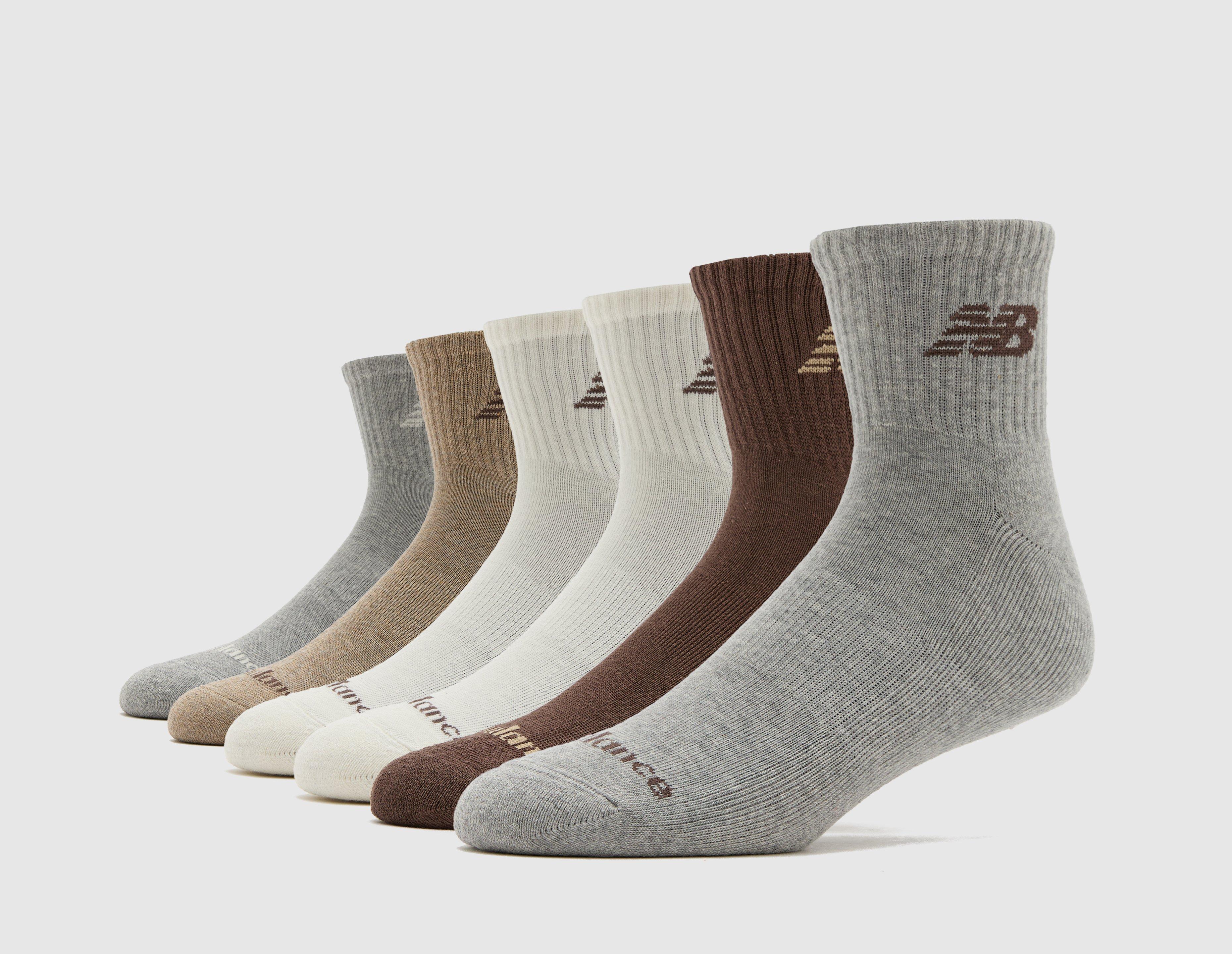 New Balance 6-Pack Everyday Quarter Socks Brown/Grey in   Size 8-11UK