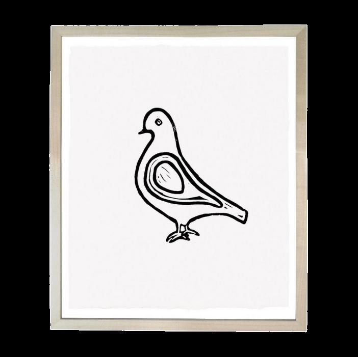 John Derian Hugo Guinness Pigeon Linocut Unframed Print