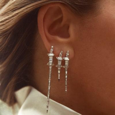 Maria Tash 14ct 8mm Opal Single Short Spike Hoop Earring