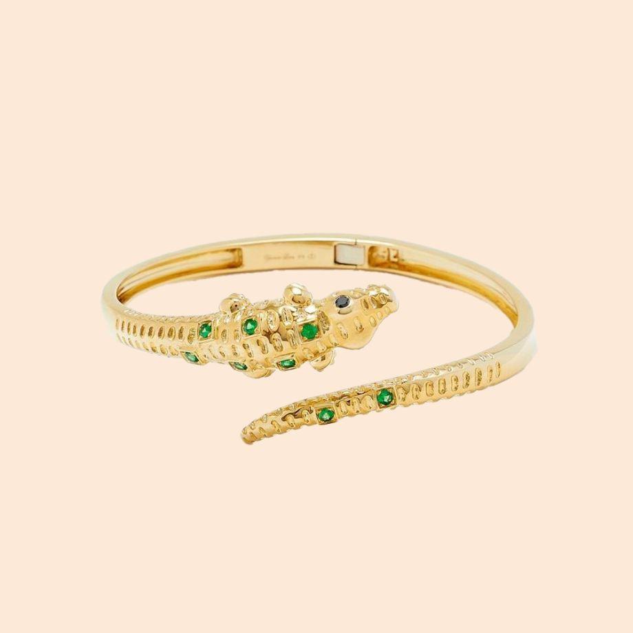 Yvonne Léon 9ct Gold Crocodile Cuff Bracelet
