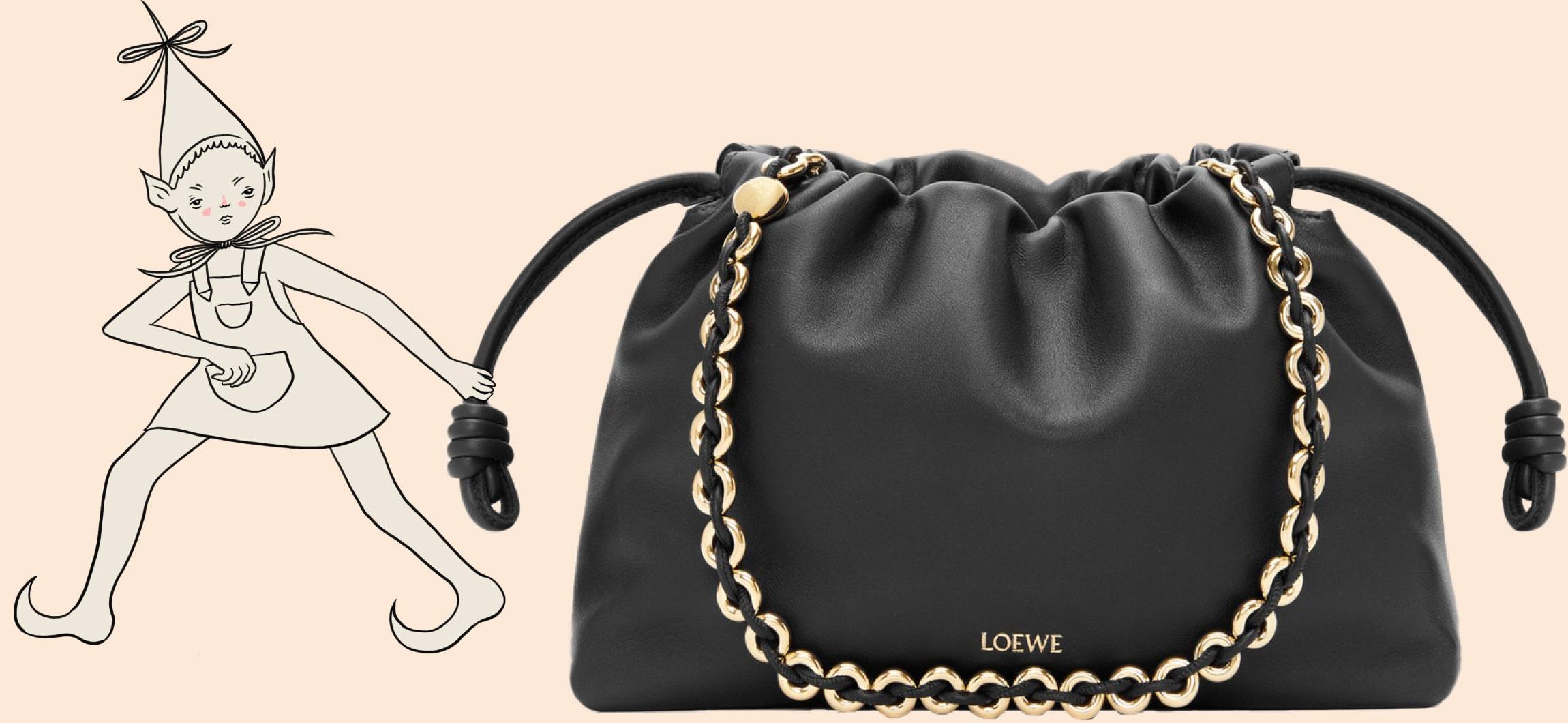 Loewe Flamenco bag with Liberty elf illustration