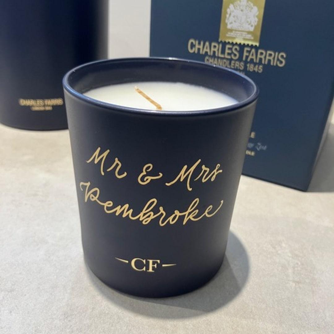 Charles Farris Complimentary Candle Calligraphy 