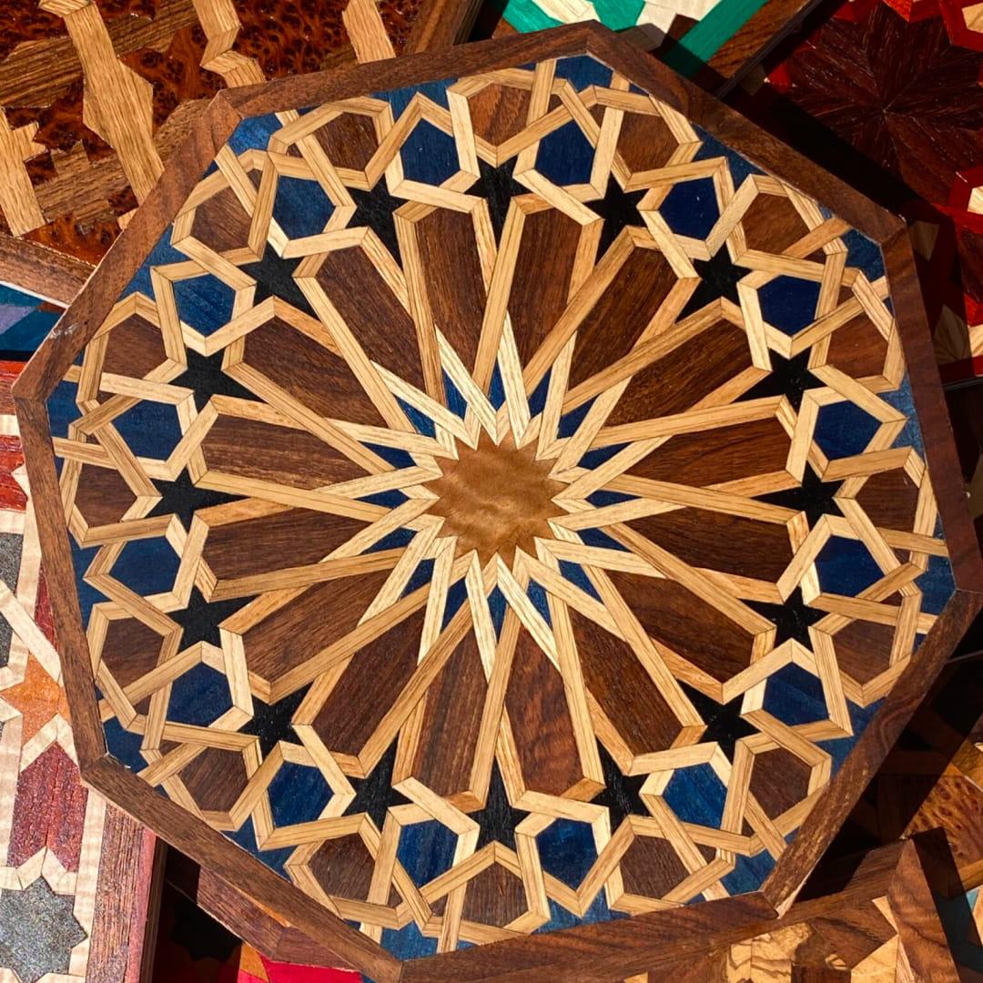 Wood Marquetry Inlay with LBTY and The art of Islamic Pattern Collective