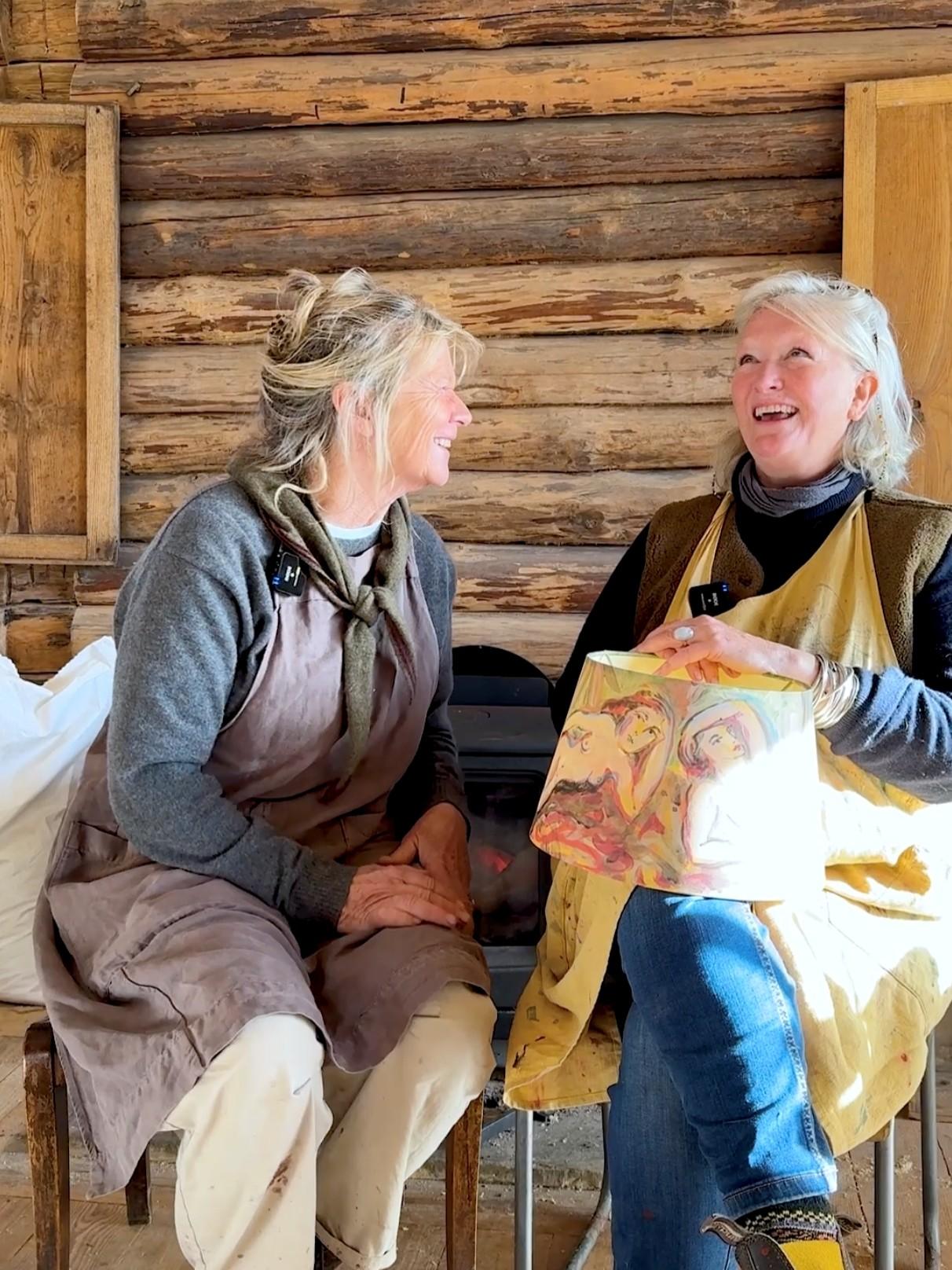 Founders of Bloomsbury Revisited, Jane Howard and Jane McCall in their sun-soaked East Sussex studio