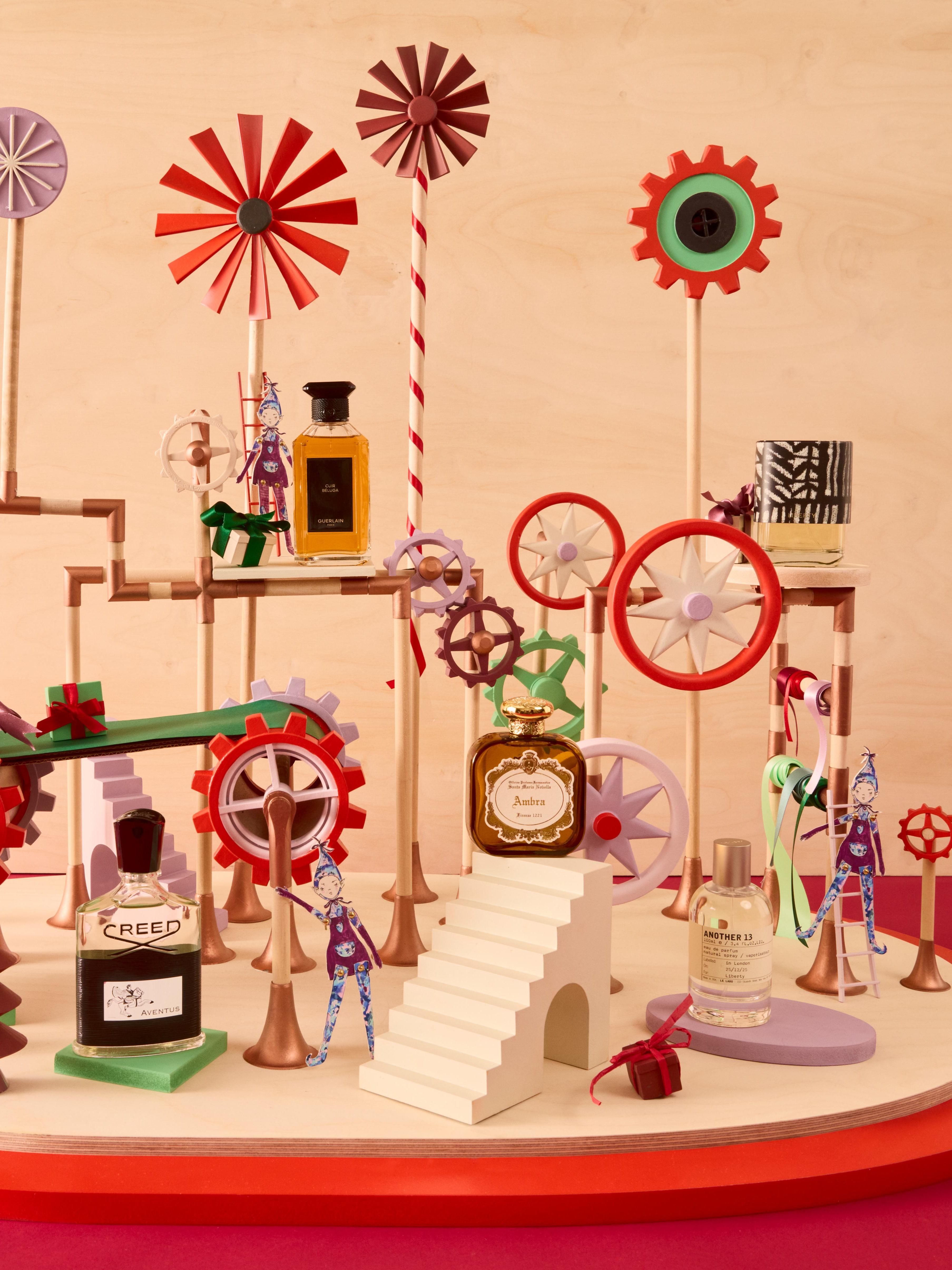 Fragrances set amongst the cogs of the Liberty Christmas elves' workshop