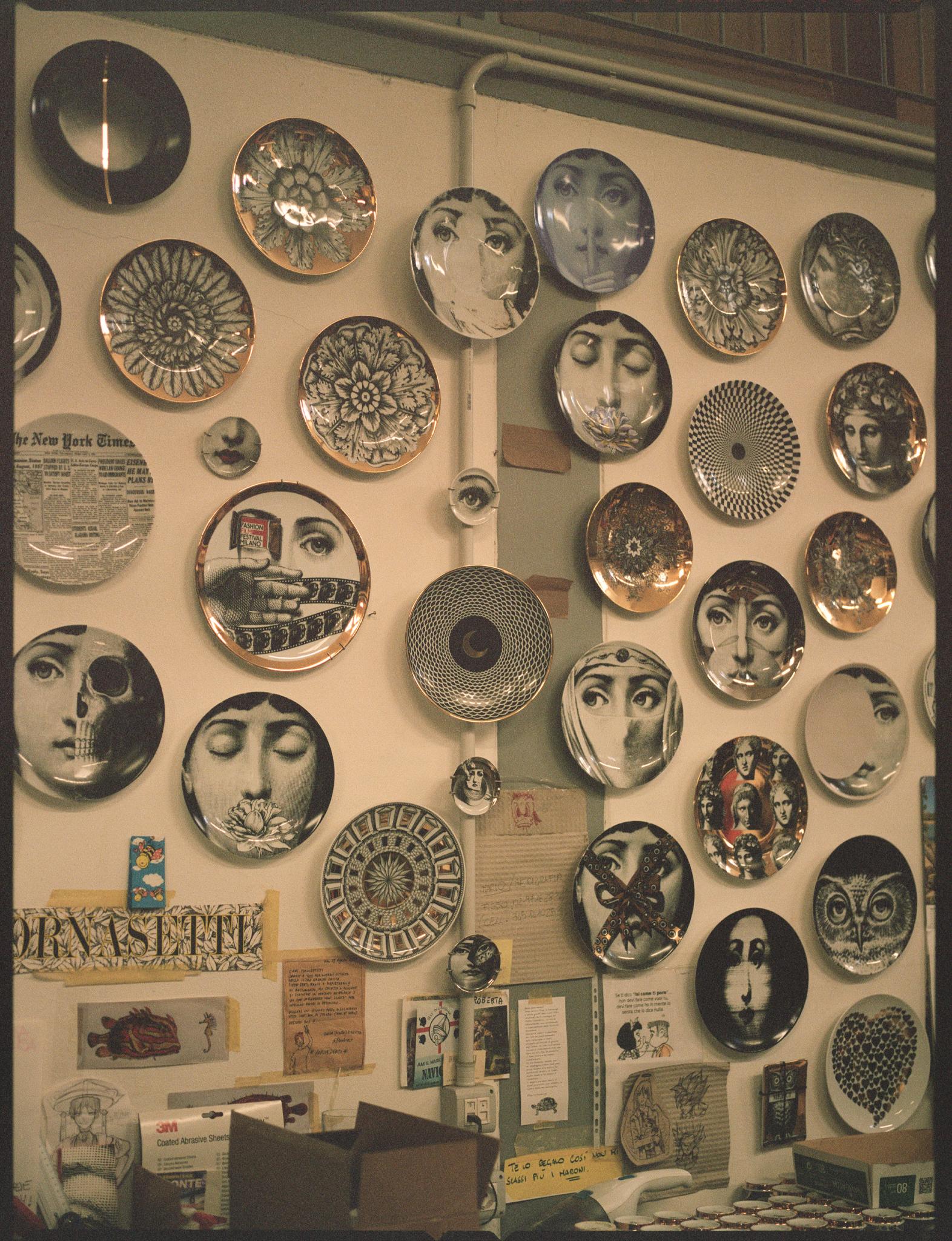 Editor, stylist and creative director, Leith Clark with Barnaba Fornasetti, at the Atelier of Fornasetti