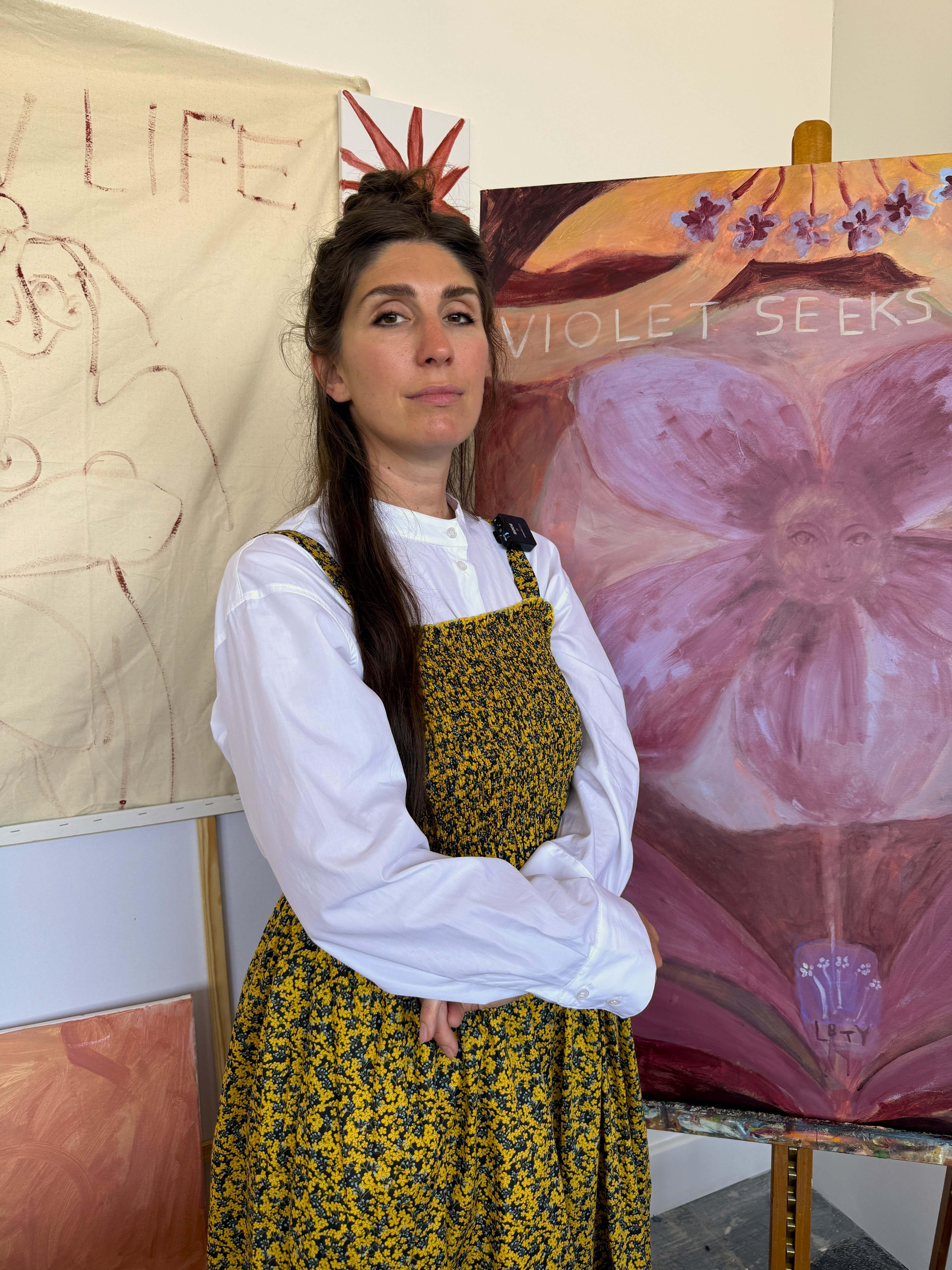 Chiara Perano and her painting 'Violet Secrets'
