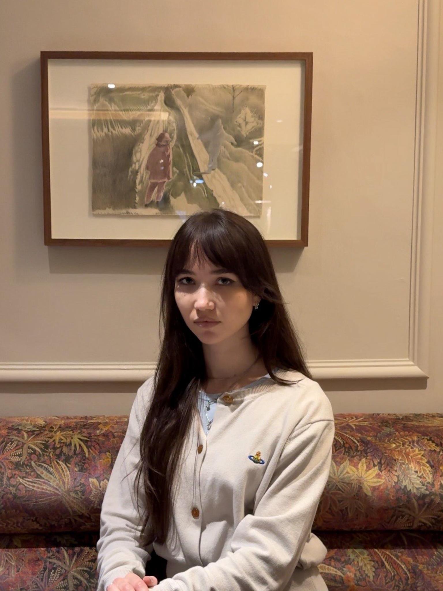 Artist Sofya Tagor sits in Liberty's in-house restaurant as the latest artist in residence