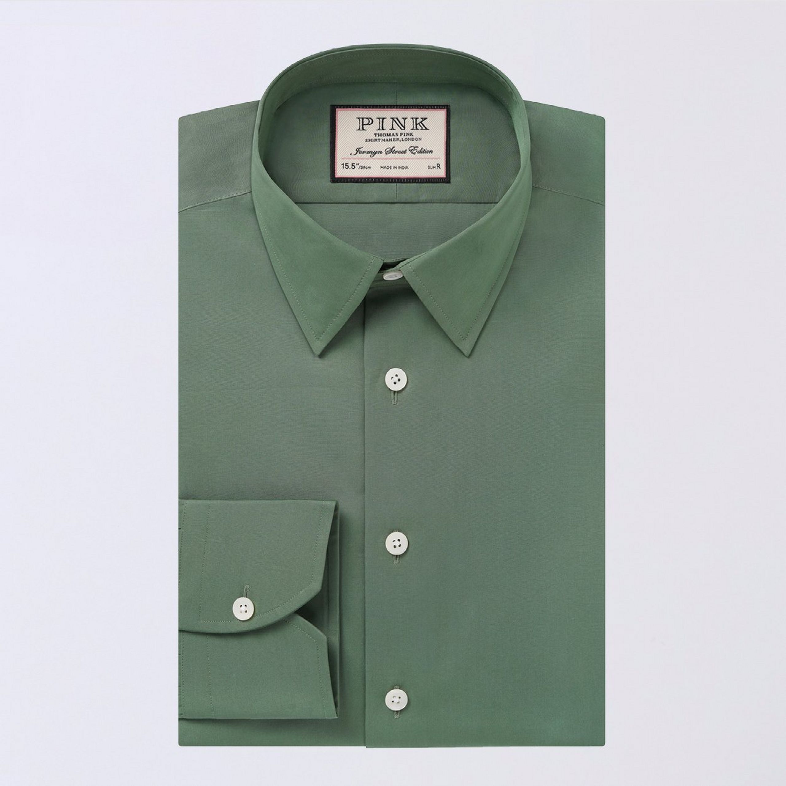 Green Formal Solid Colour Shirt, Jermyn Street Edition