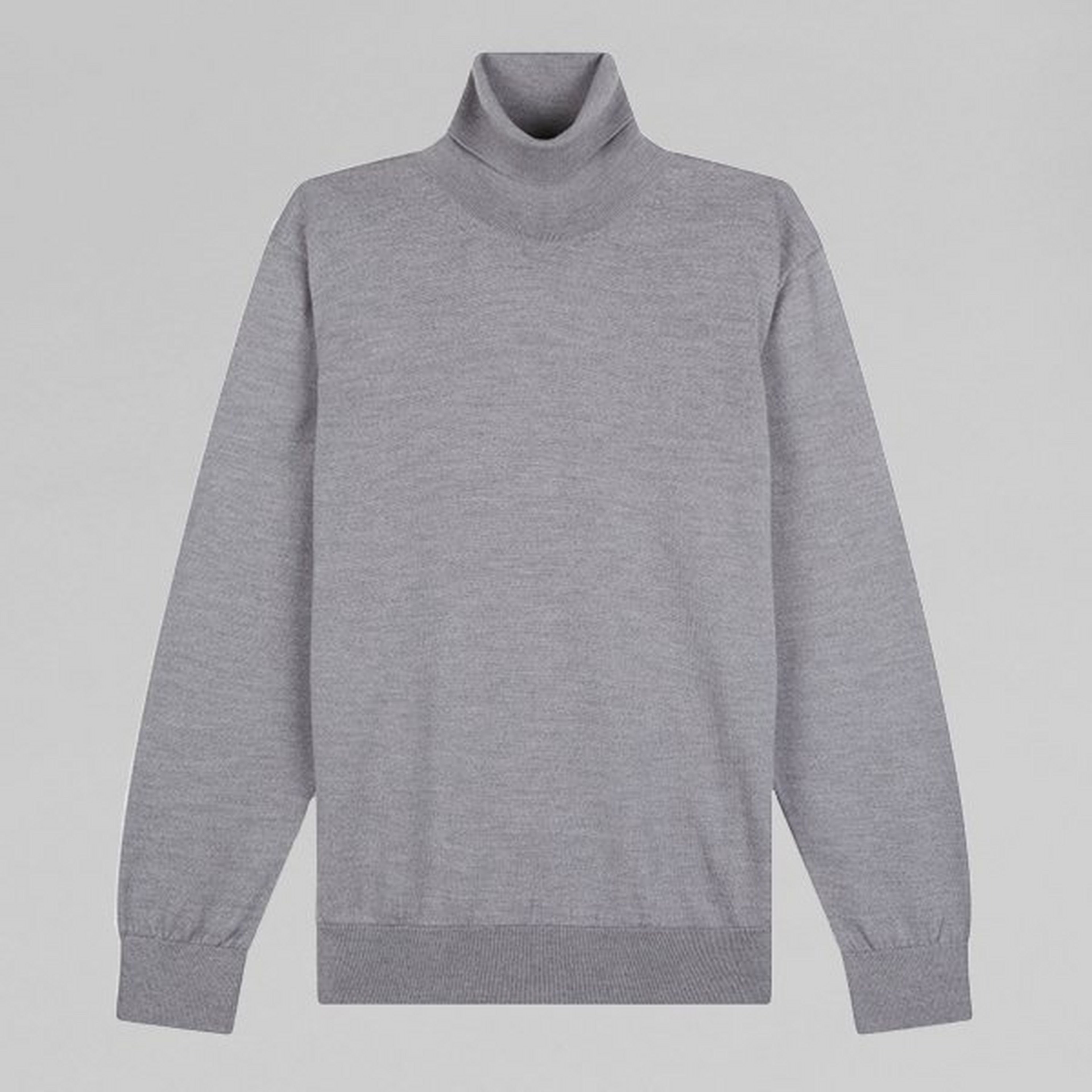 Pale Grey Merino Wool Roll Neck Sweater