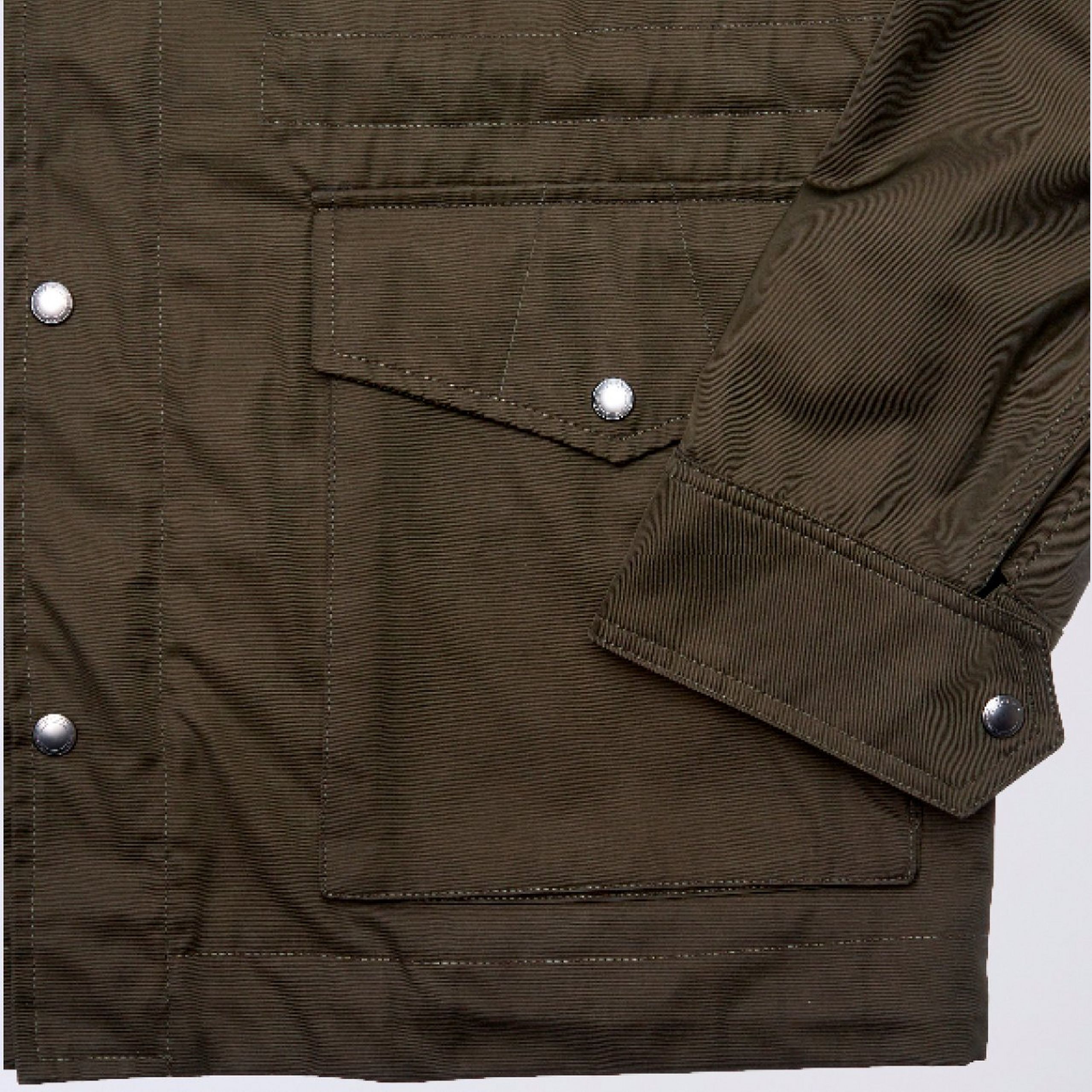 Close up of Thomas Pink's M65 Jacket in Olive Green