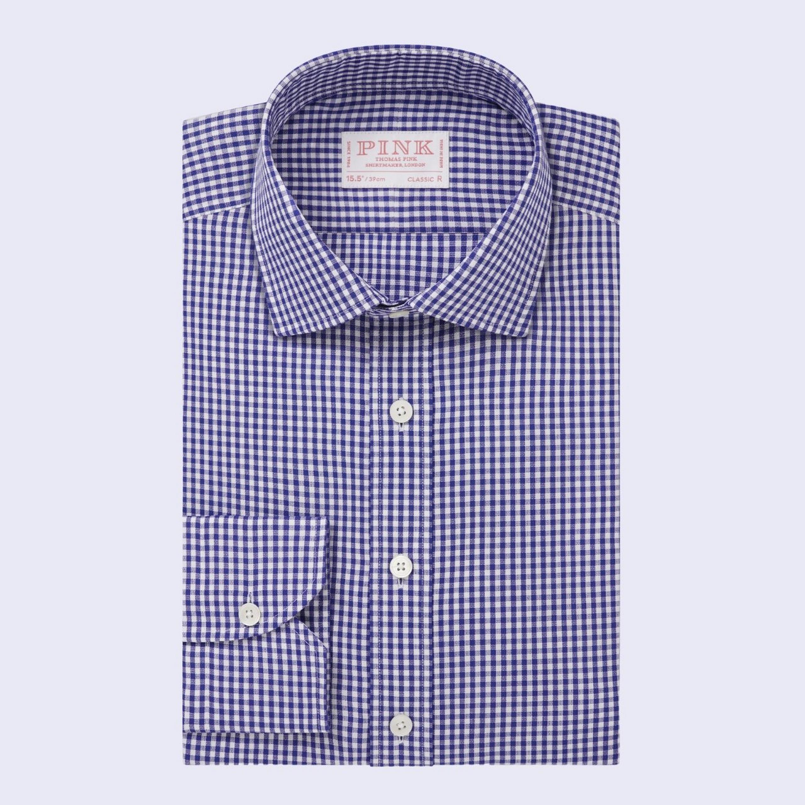 Mens Navy & Blue Classic Fit Formal Gingham Check Dobby Shirt