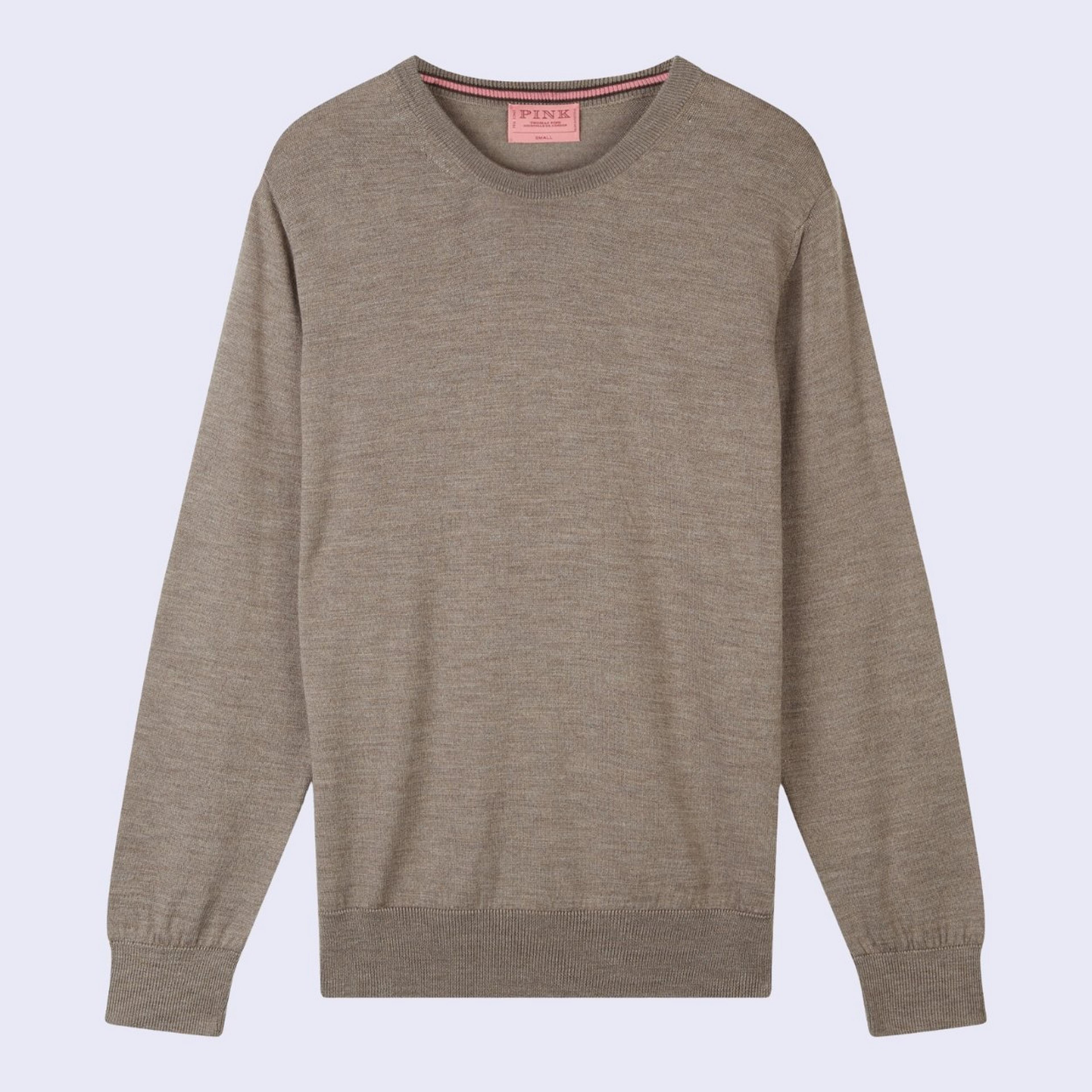 Mens Oatmeal Merino Wool Crew Neck Sweater