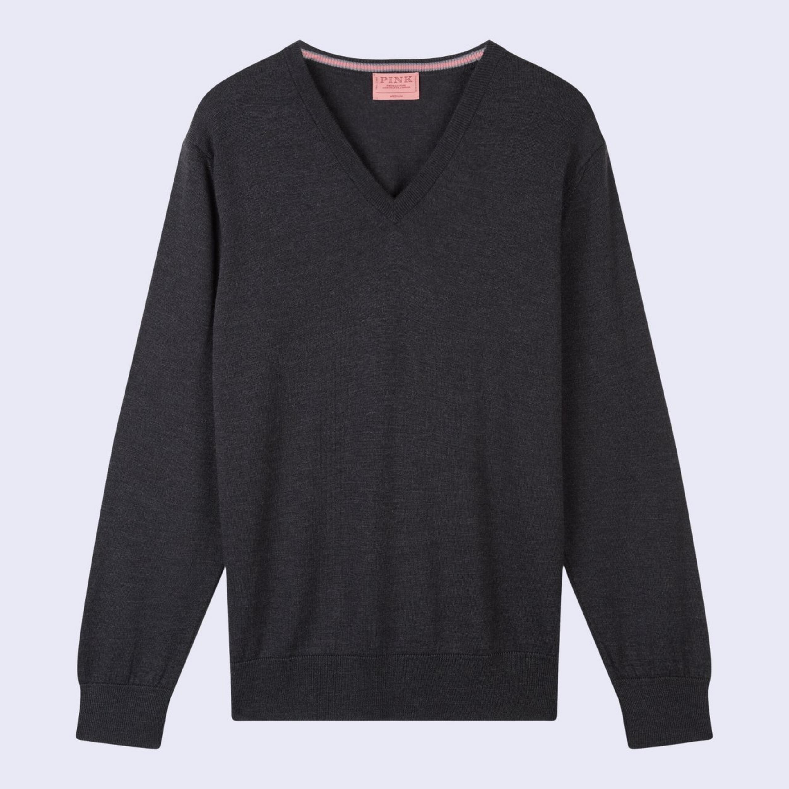 Thomas Pink's Dark Grey V-neck Merino Wool Sweater
