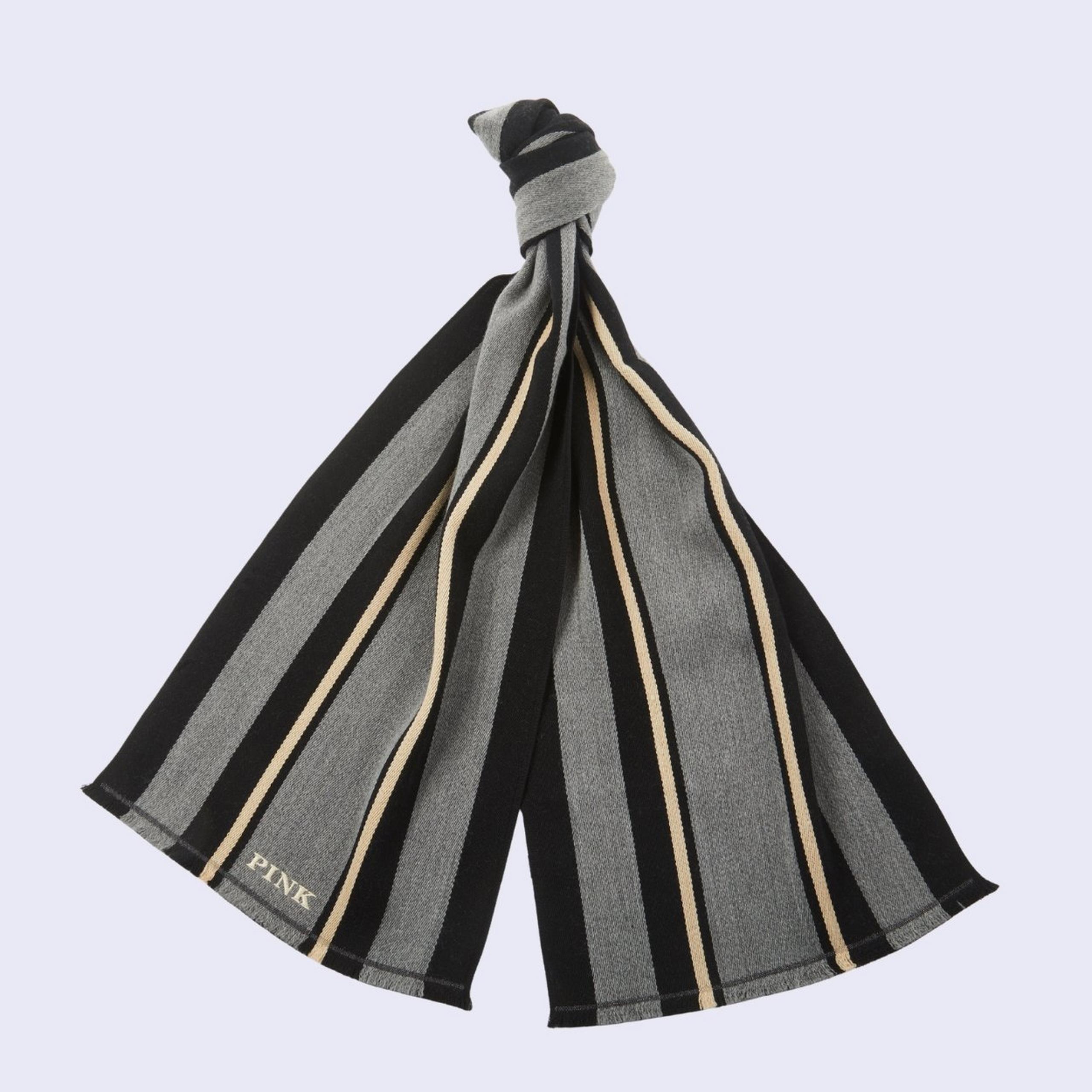 Thomas Pink's Grey Woven College Stripe Wool Scarf