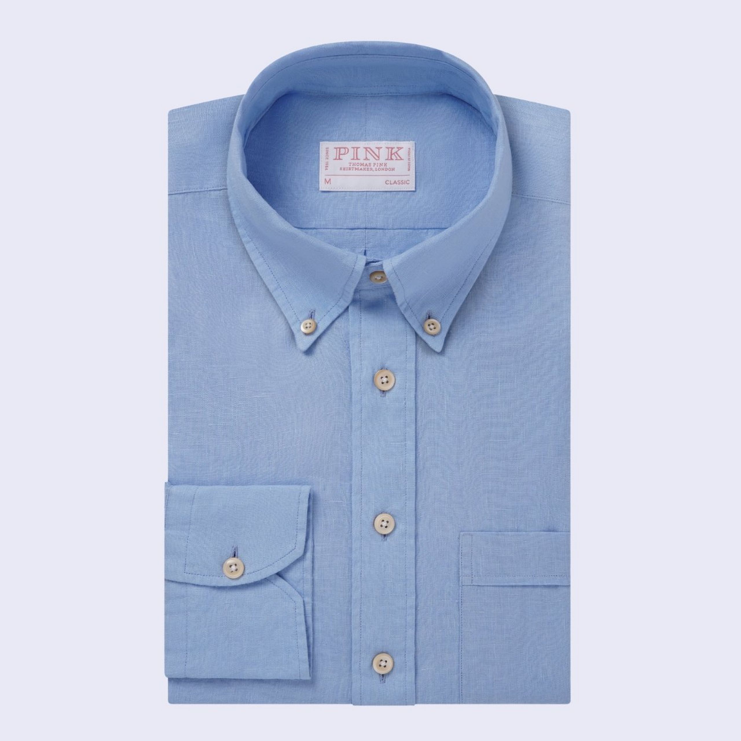 Sky Blue Classic Fit Smart Casual Winter Linen Shirt
