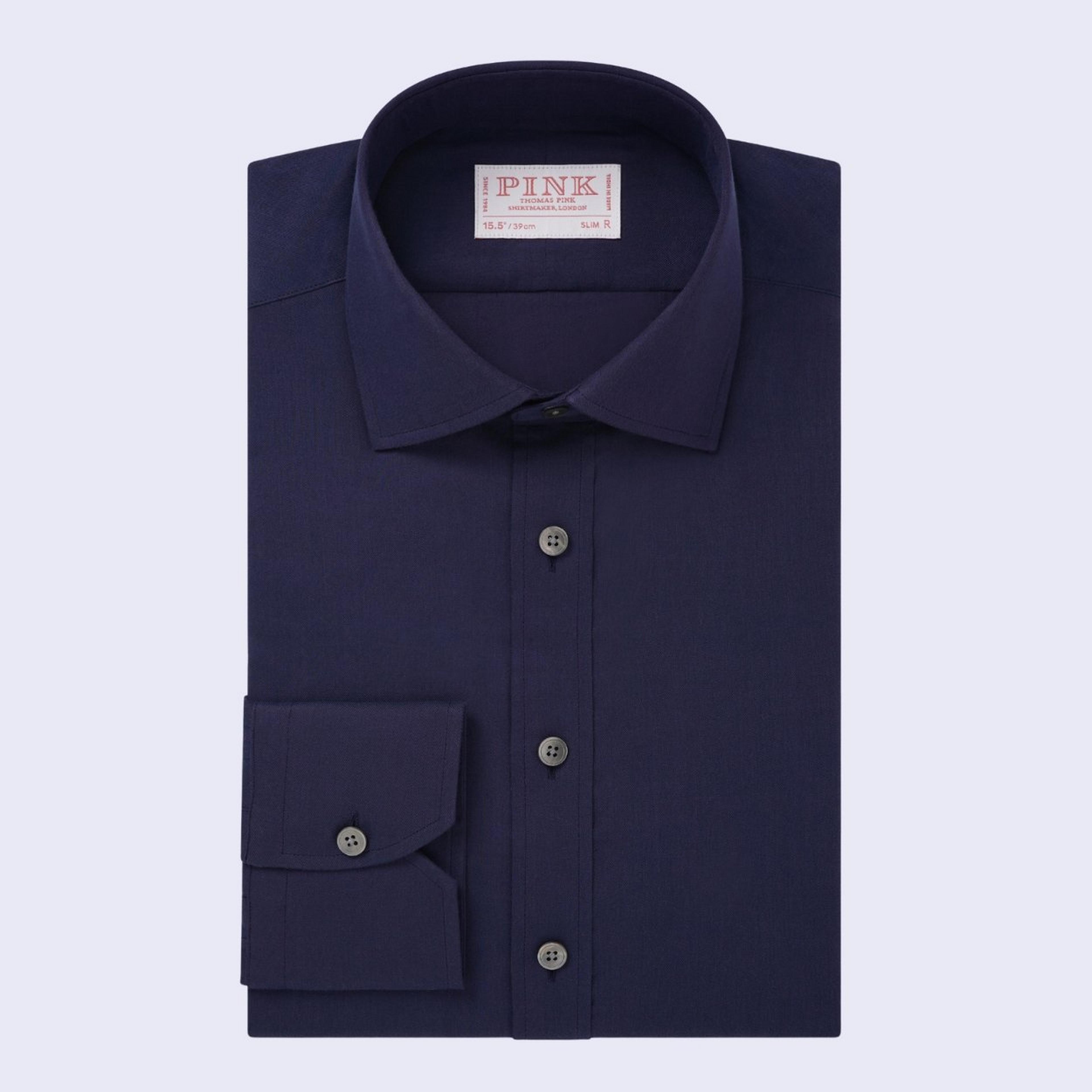 Dark Navy Slim Fit Formal Plain Flannel Cotton Shirt