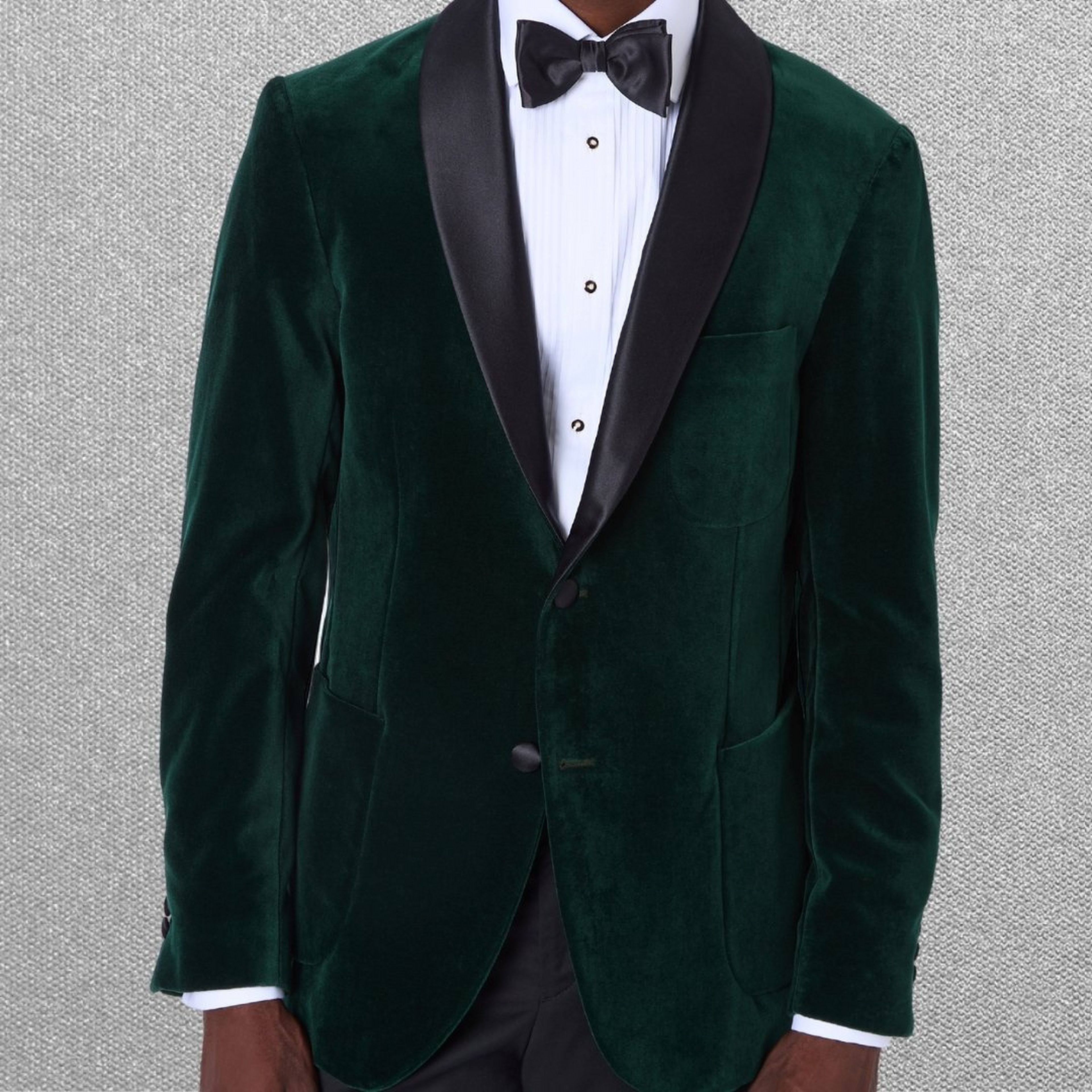 Deep Green Tailored Fit Velvet Unstructured Evening Jacket