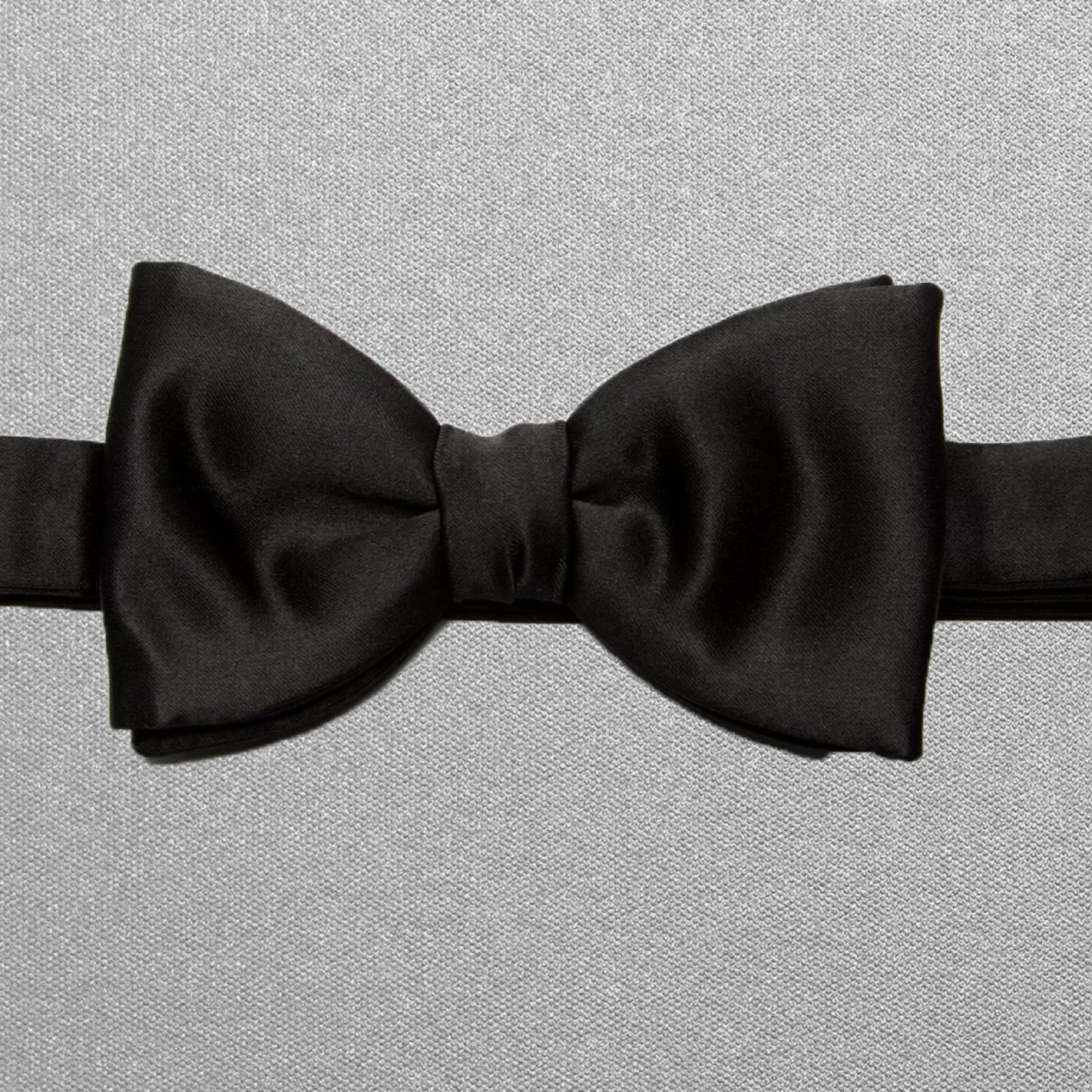 Black Silk Satin Bow Tie