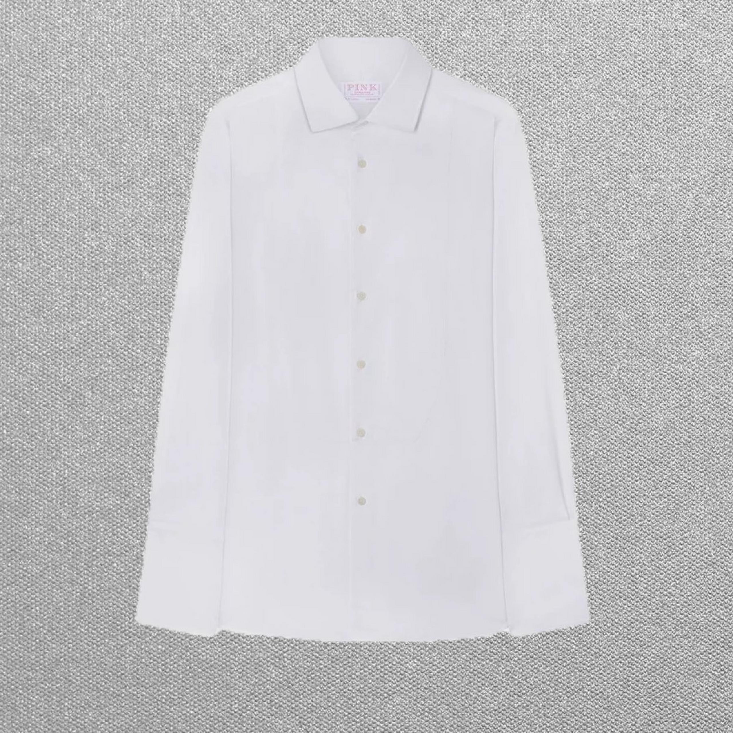 White Classic Fit Evening Bib Front Twill Soprano Shirt