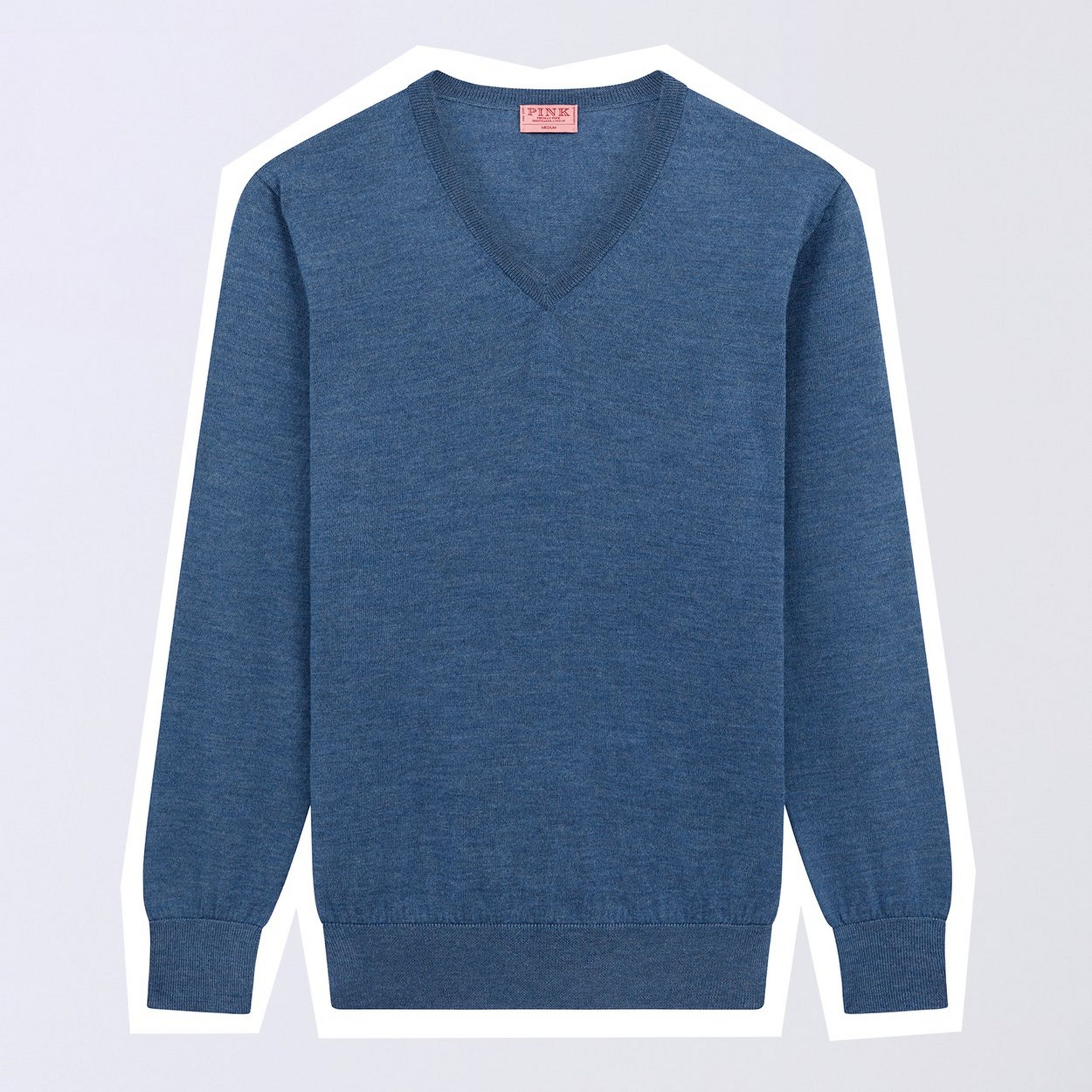 Airforce Blue Merino Wool V-Neck Sweater, £150