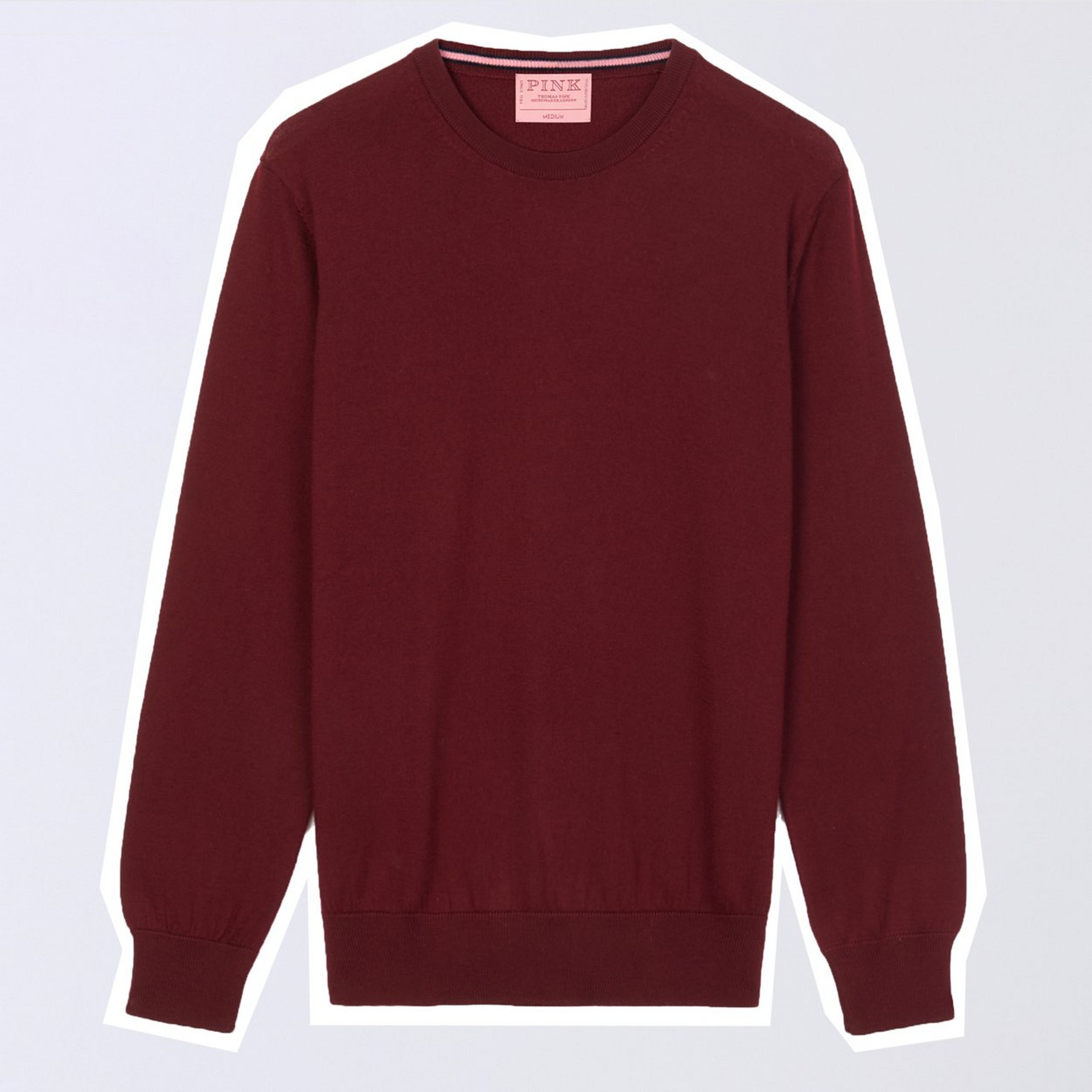 Burgundy Red Merino Wool Crew Neck Sweater, £150