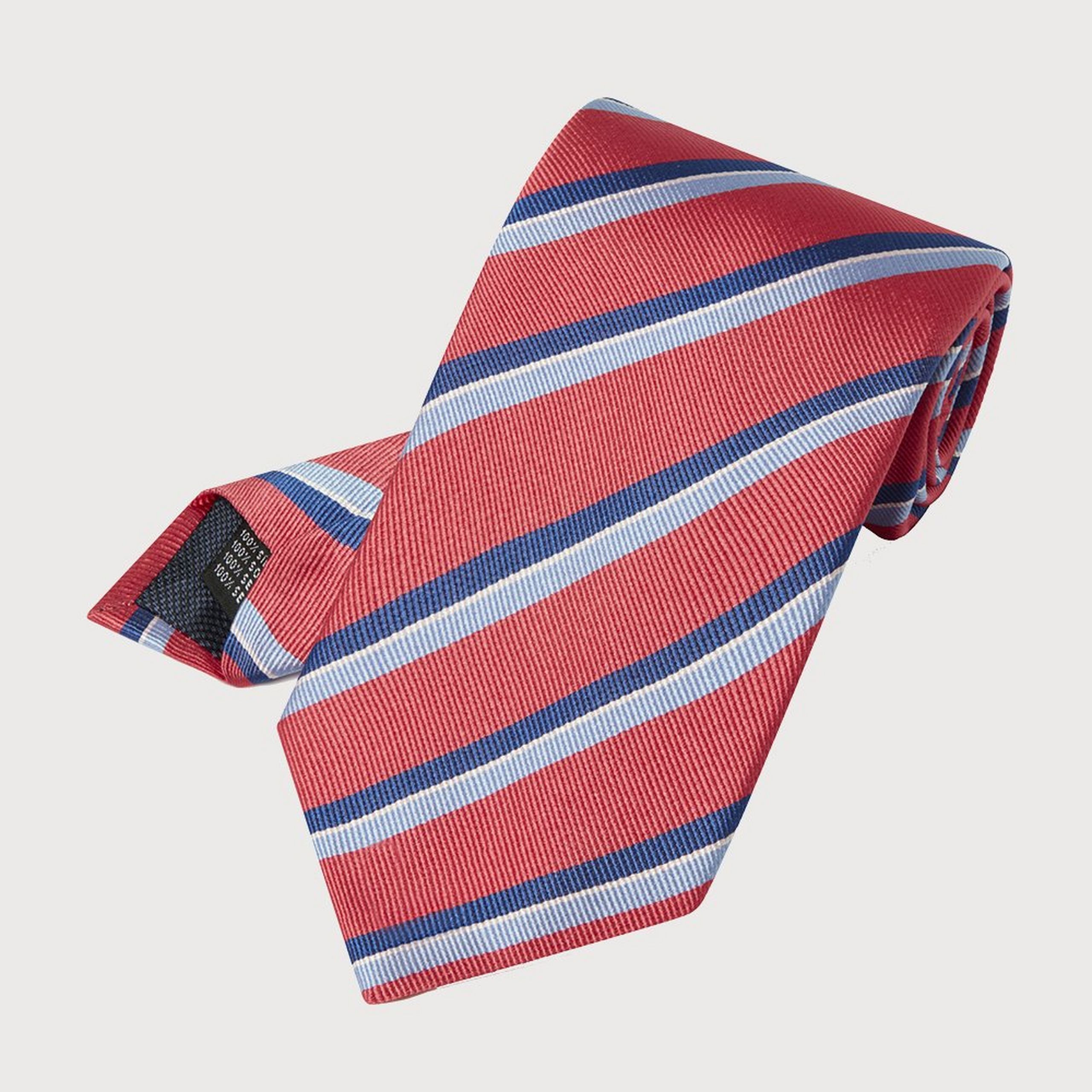 Sky Blue & Pink Regatta Stripe Silk Woven Tie