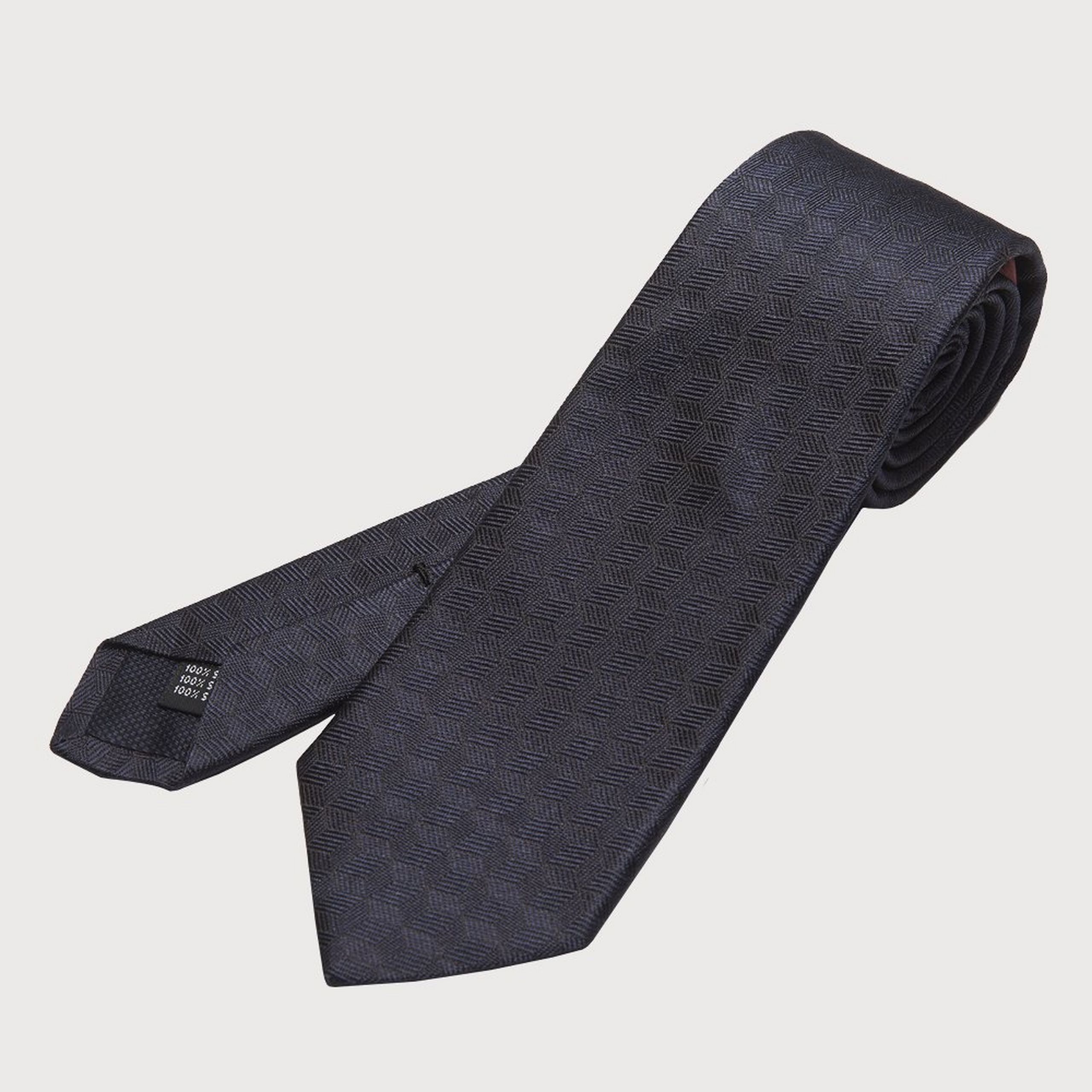 Dark Navy Silk Jacquard 3D Block Woven Tie