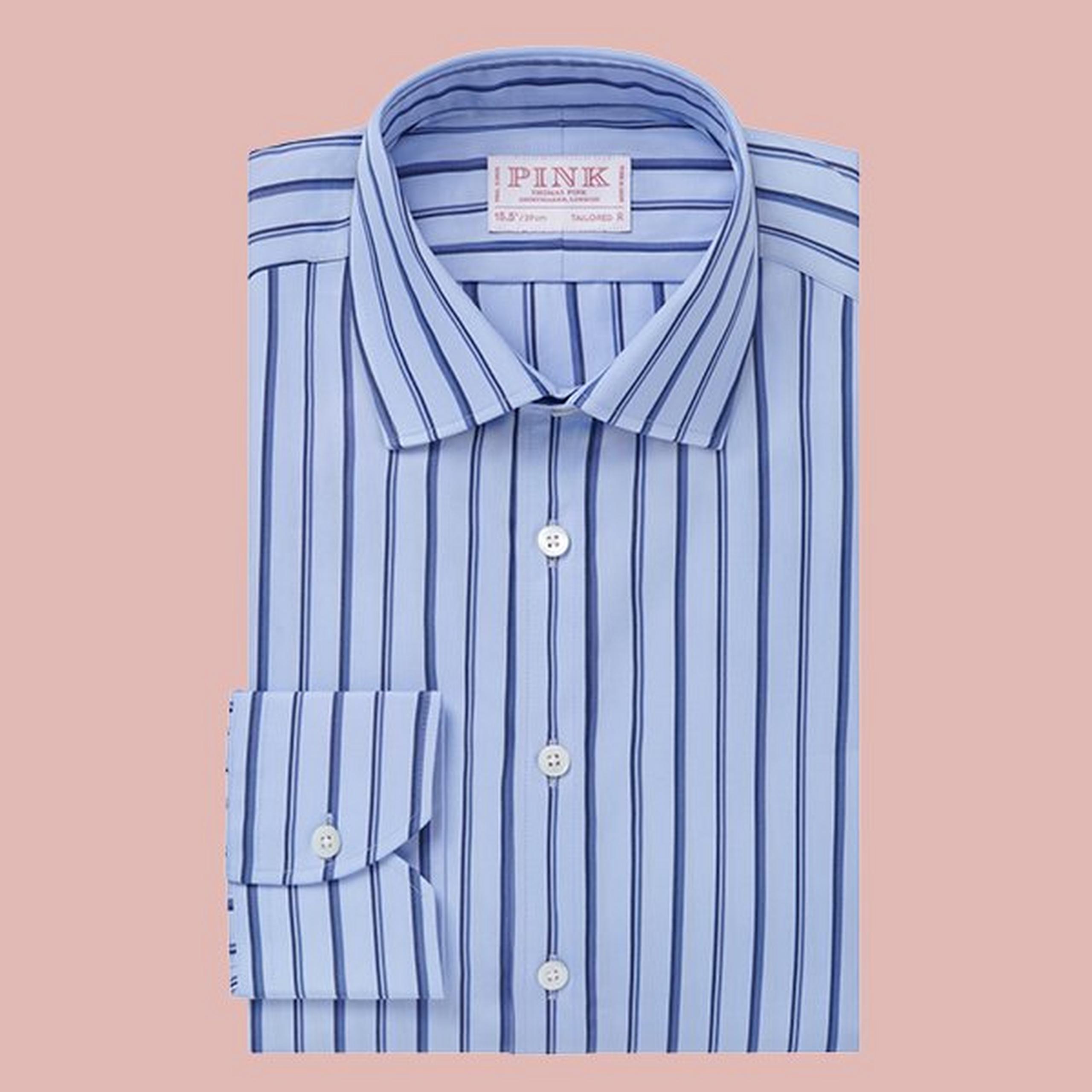 Blue & Navy Tailored Fit Formal Regent Stripe Shirt