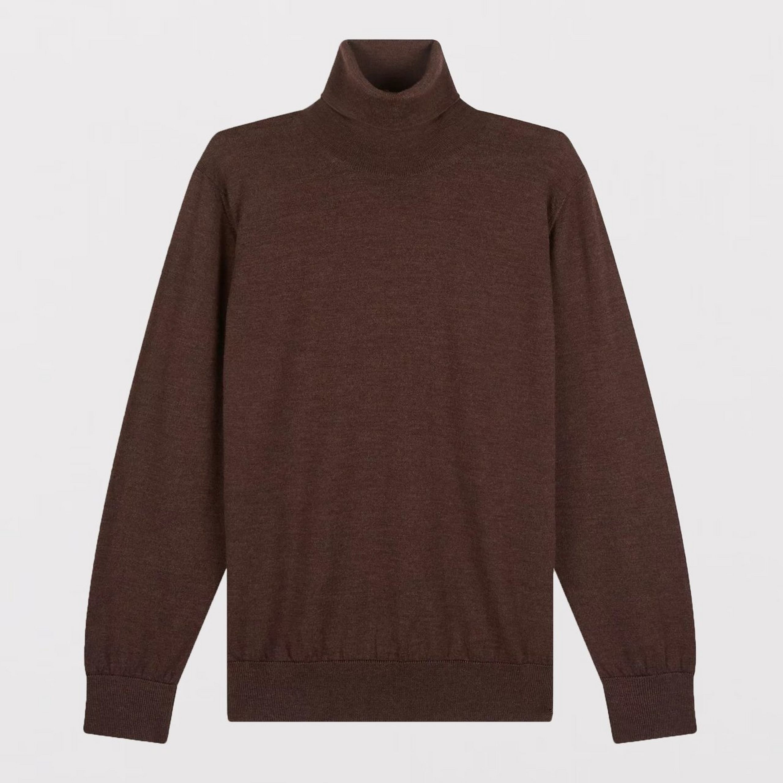 Brown Merino Wool Roll Neck Sweater