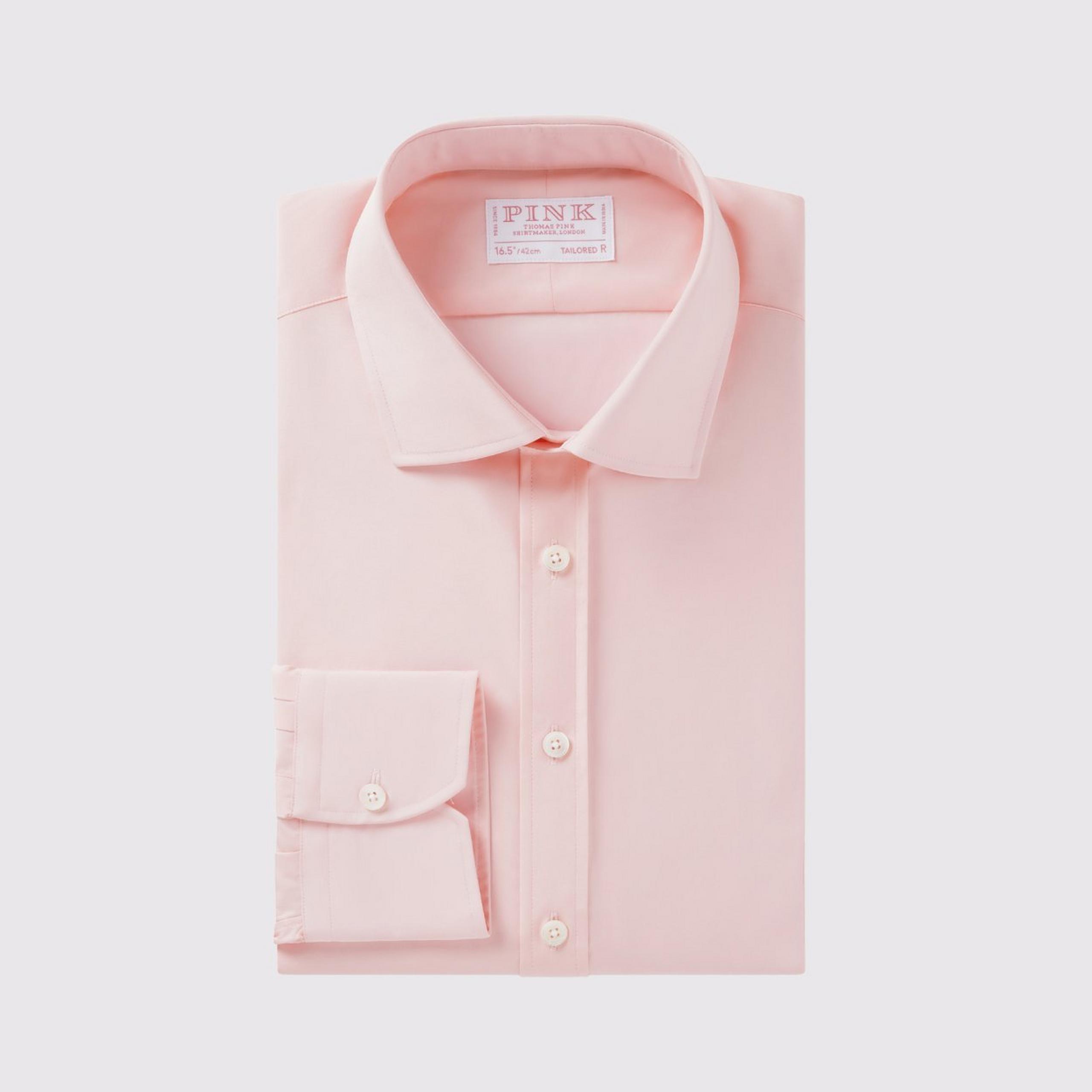 Pink Tailored Fit Formal Plain Poplin Shirt