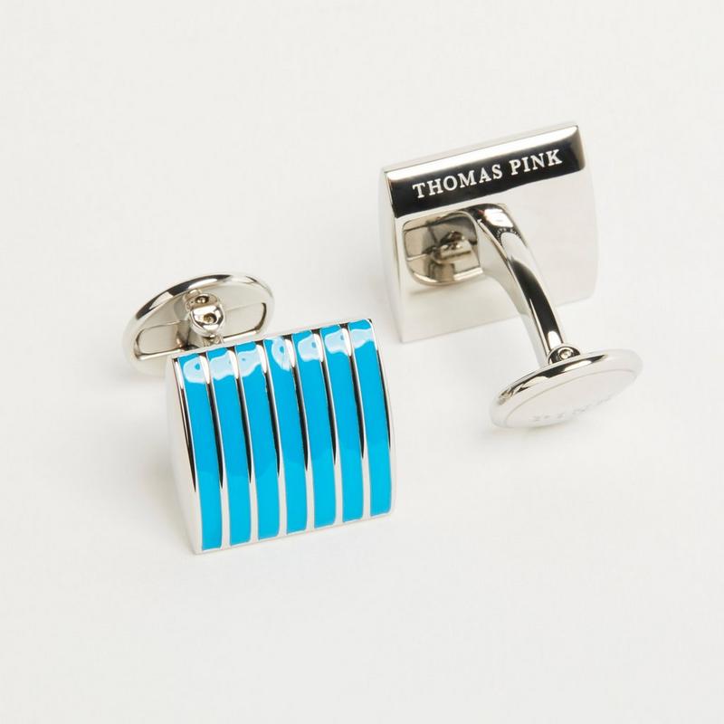 Blue Jermyn Street Edition Enamel Stripe Cufflinks
