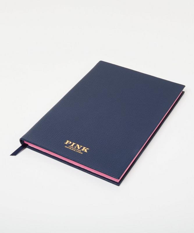 Navy Blue A5 Leather Bound Notebook
