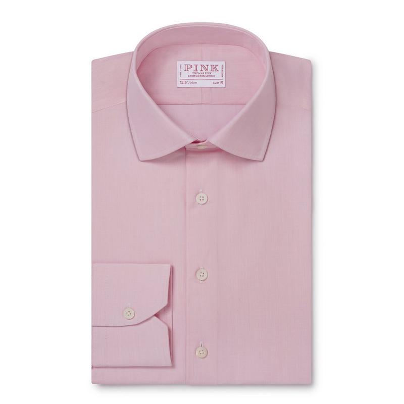 Pink Slim Fit End on End Dress Shirt