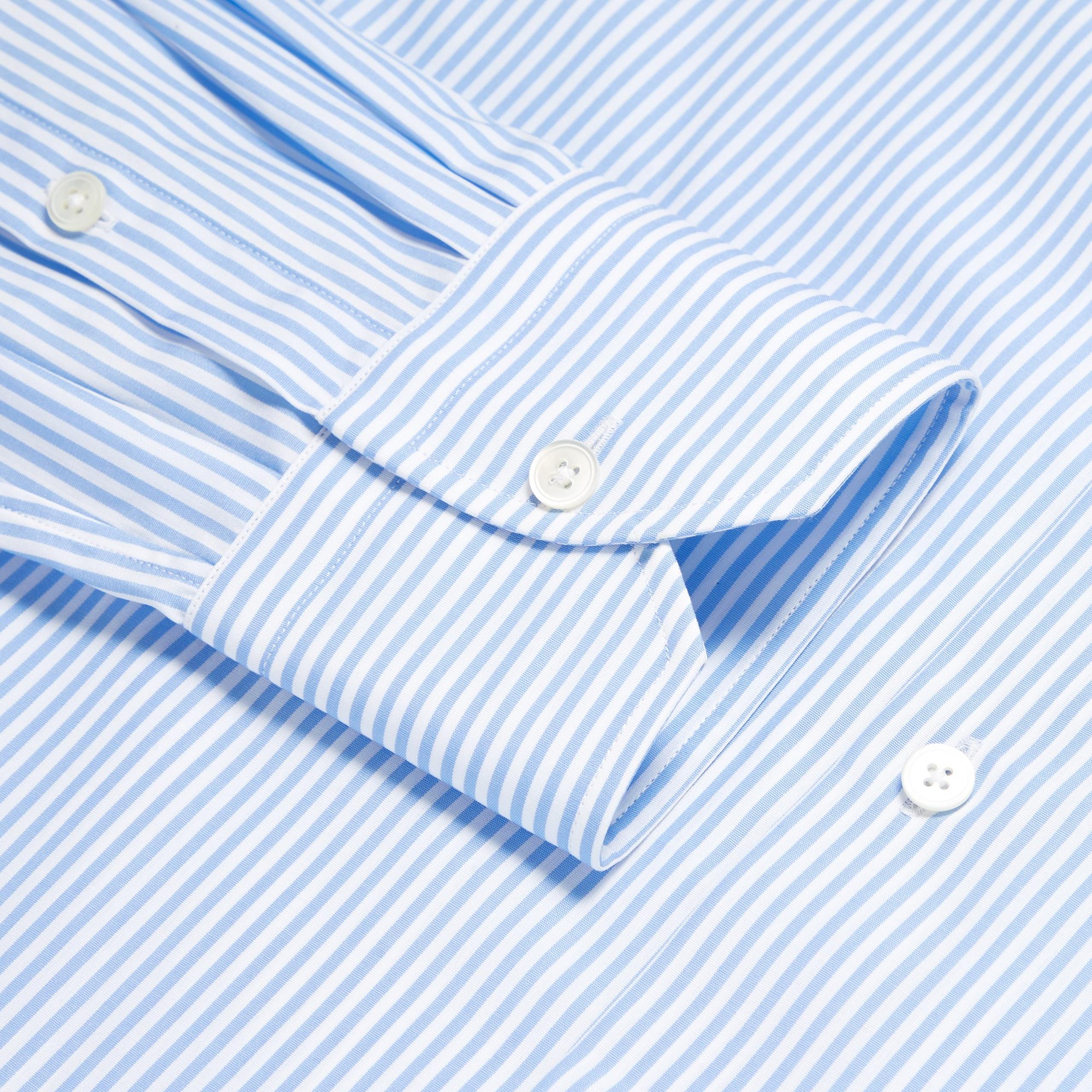 Pale Blue & White Slim Fit Formal Core Poplin Bengal Stripe Shirt