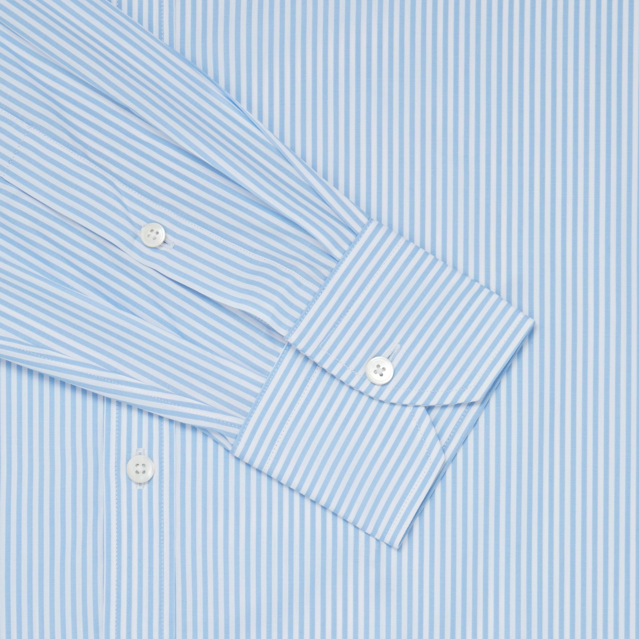 Pale Blue & White Classic Fit Formal Core Poplin Bengal Stripe Shirt