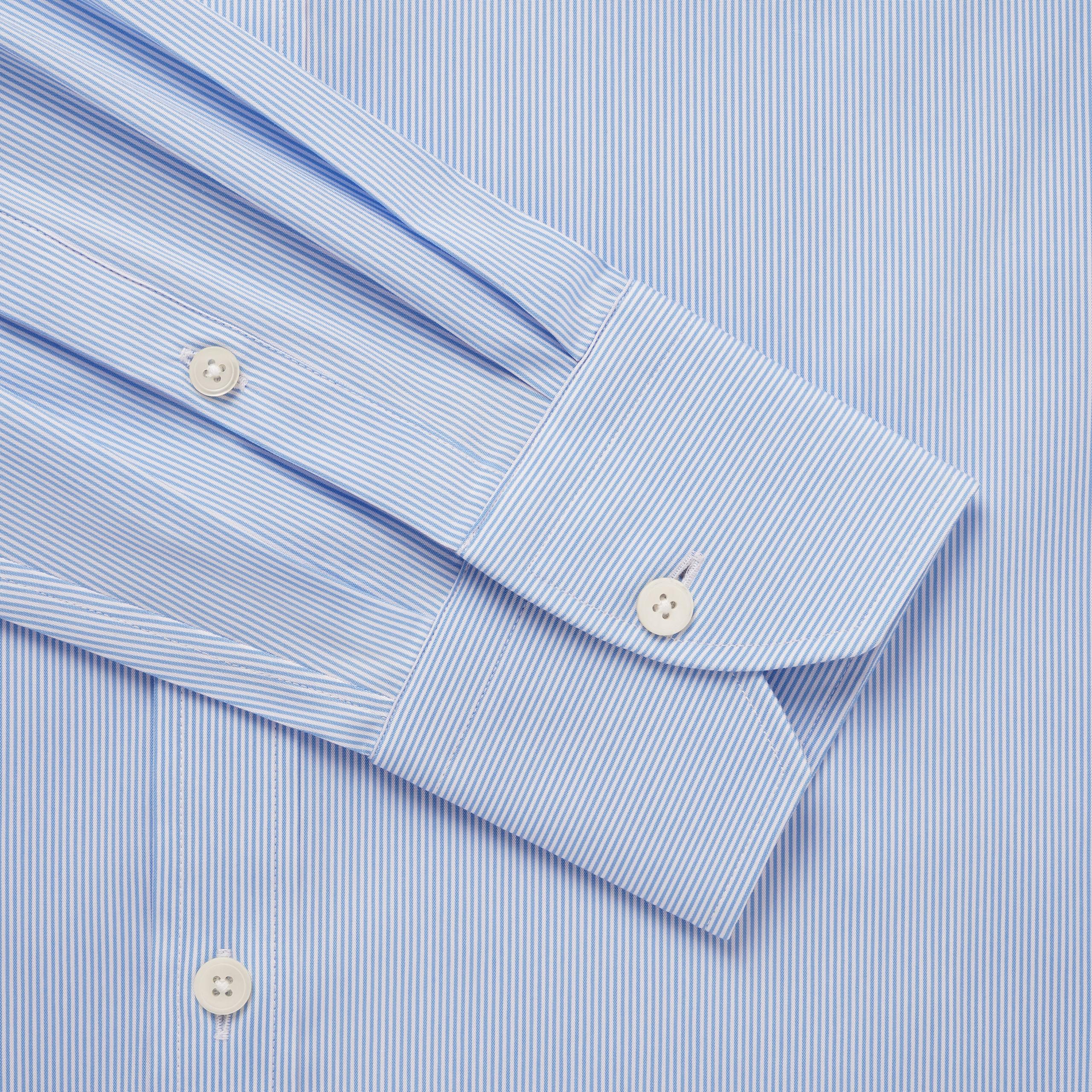 Sky Blue & White Athletic Fit End on End Stretch Dress Shirt