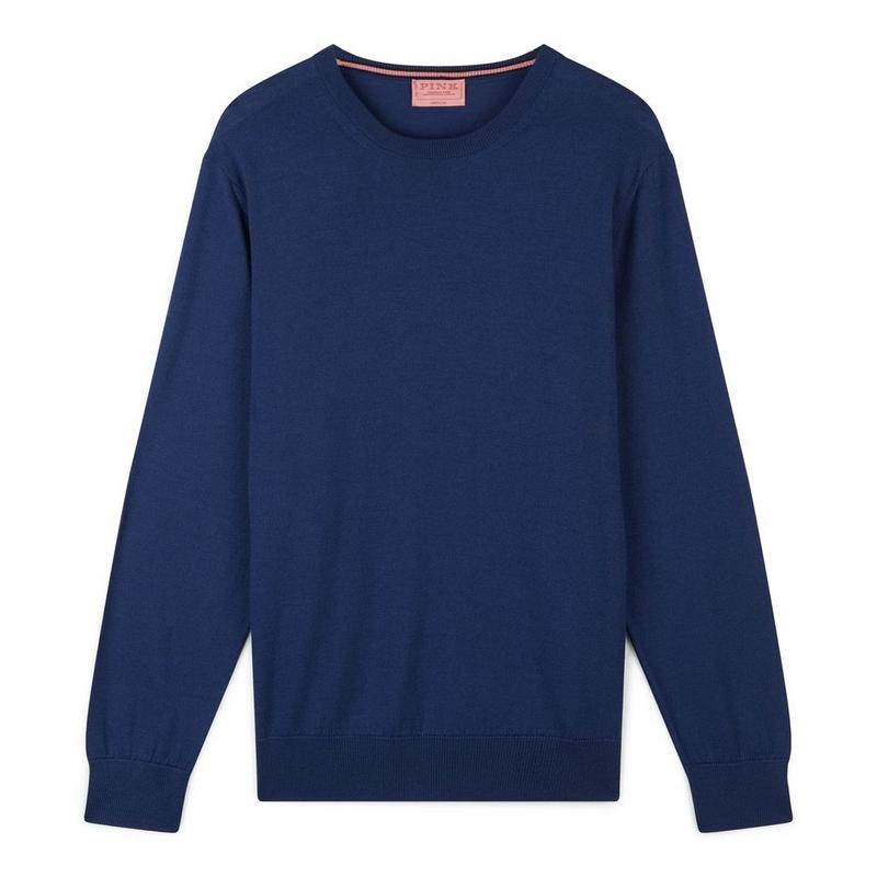 Blue Merino Wool Crew Neck Sweater
