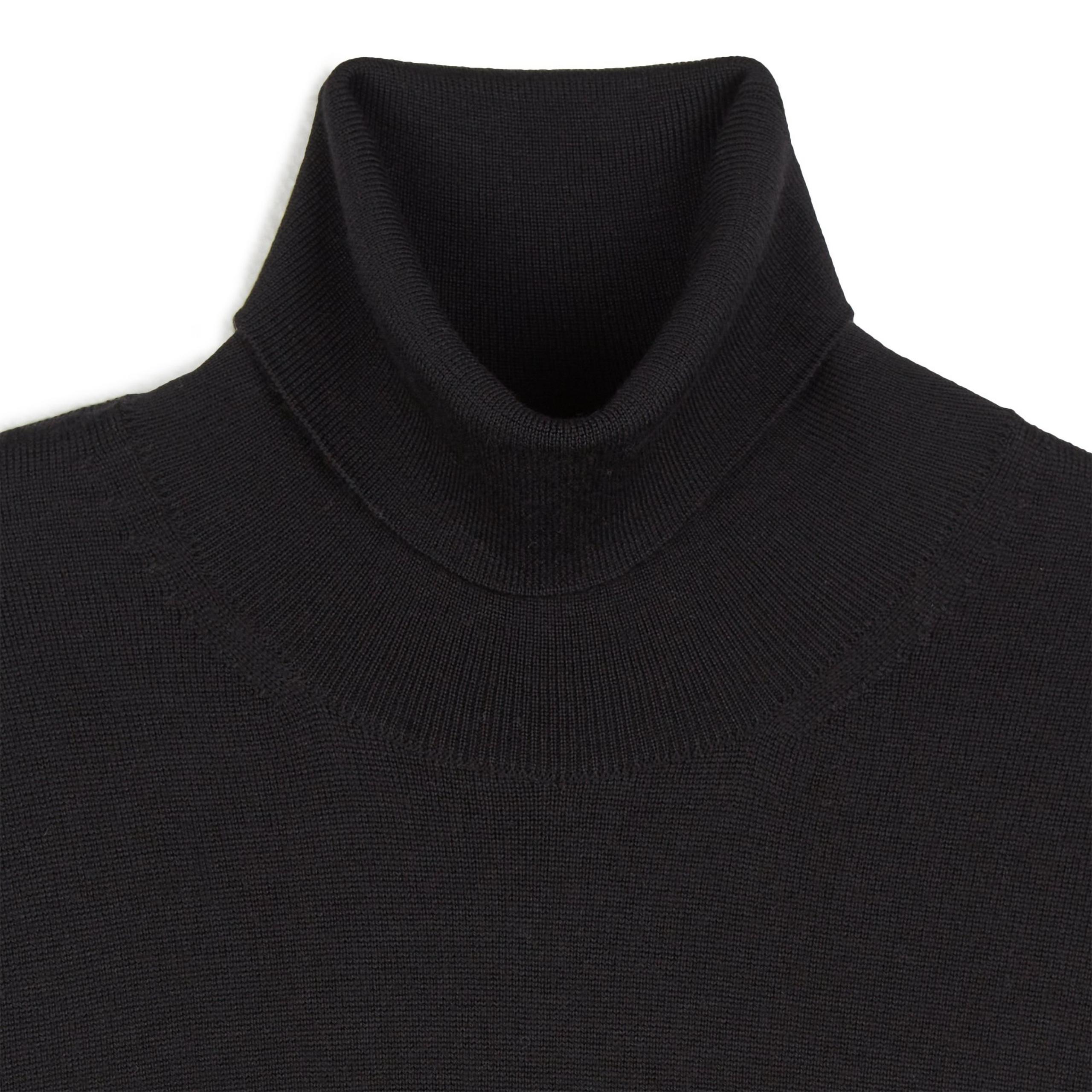 Black Merino Wool Roll Neck Sweater