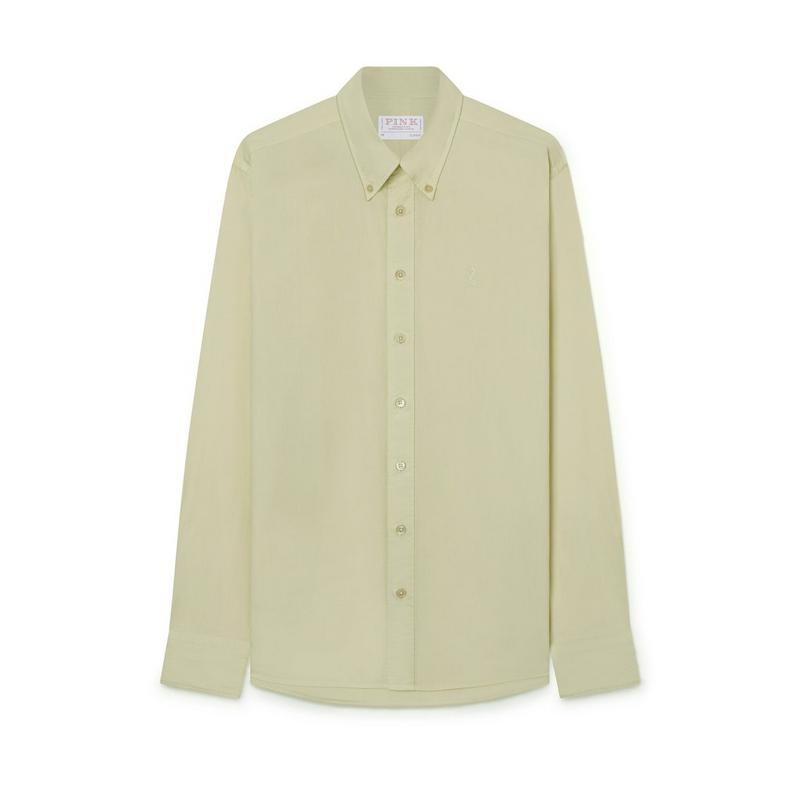 Off White Classic Fit Smart Casual Cotton Linen Dyed Shirt