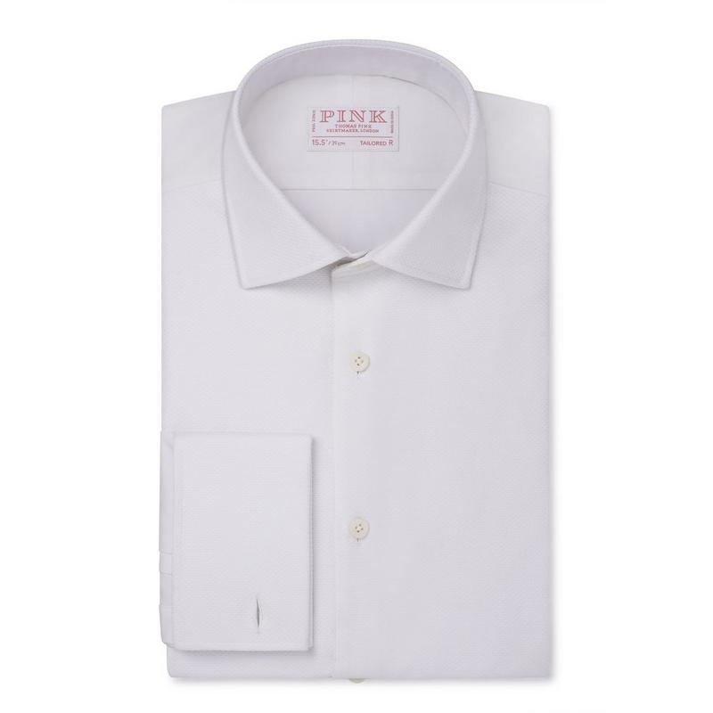 White Tailored Fit Evening Bib Front Cotton Poplin Shirt