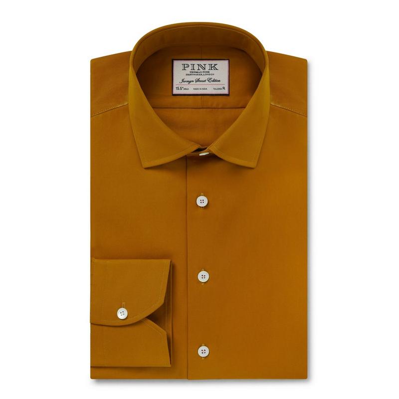 Orange Tailored Fit Solid Color Dress Shirt